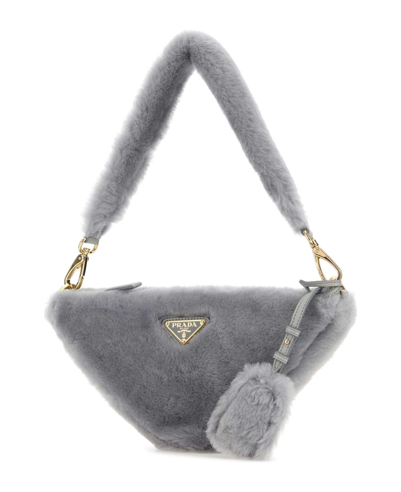 Prada Grey Shearling Triangle Handbag - FIORDALISO