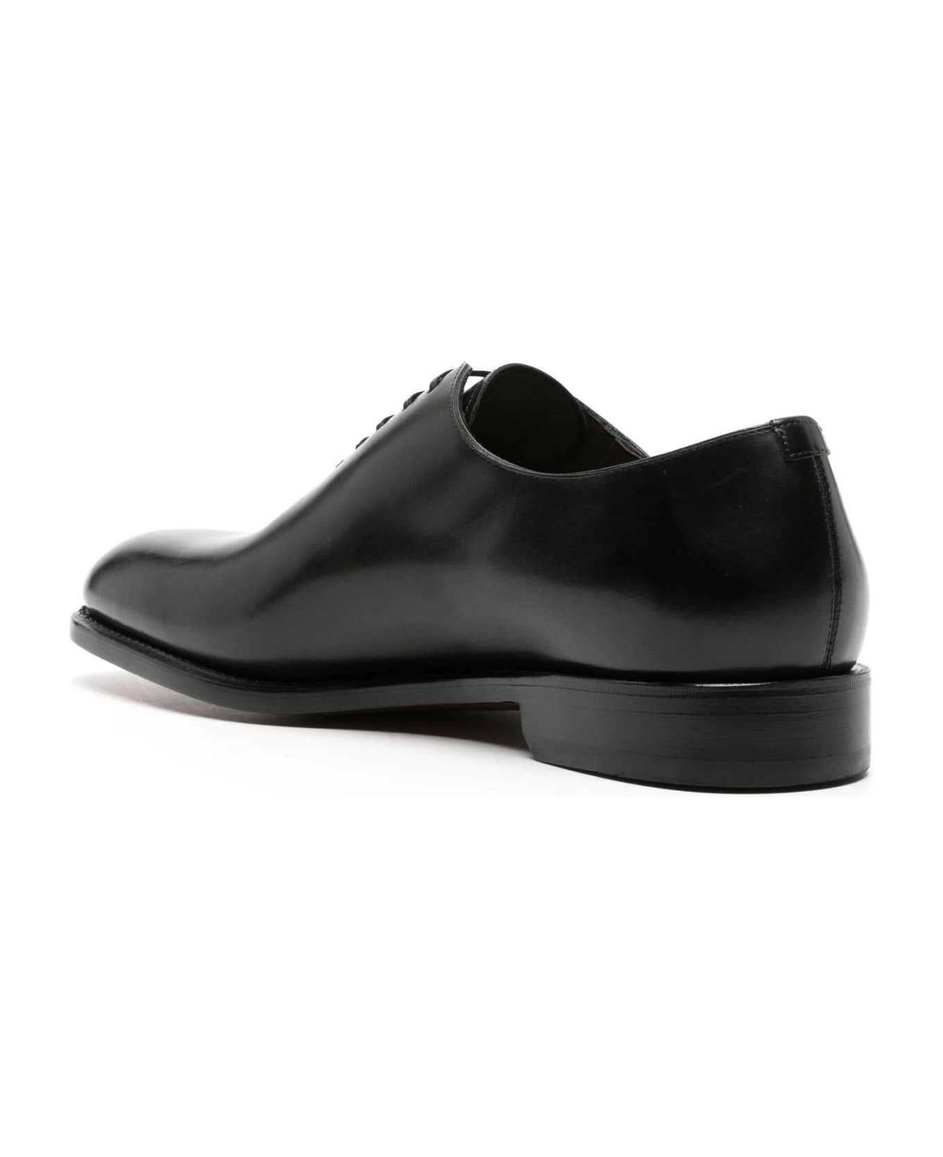 Ferragamo Black Calf Leather Derby Shoes - Black
