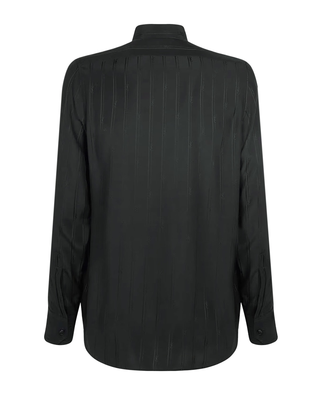 Saint Laurent Silk Shirt With Monogram - Black