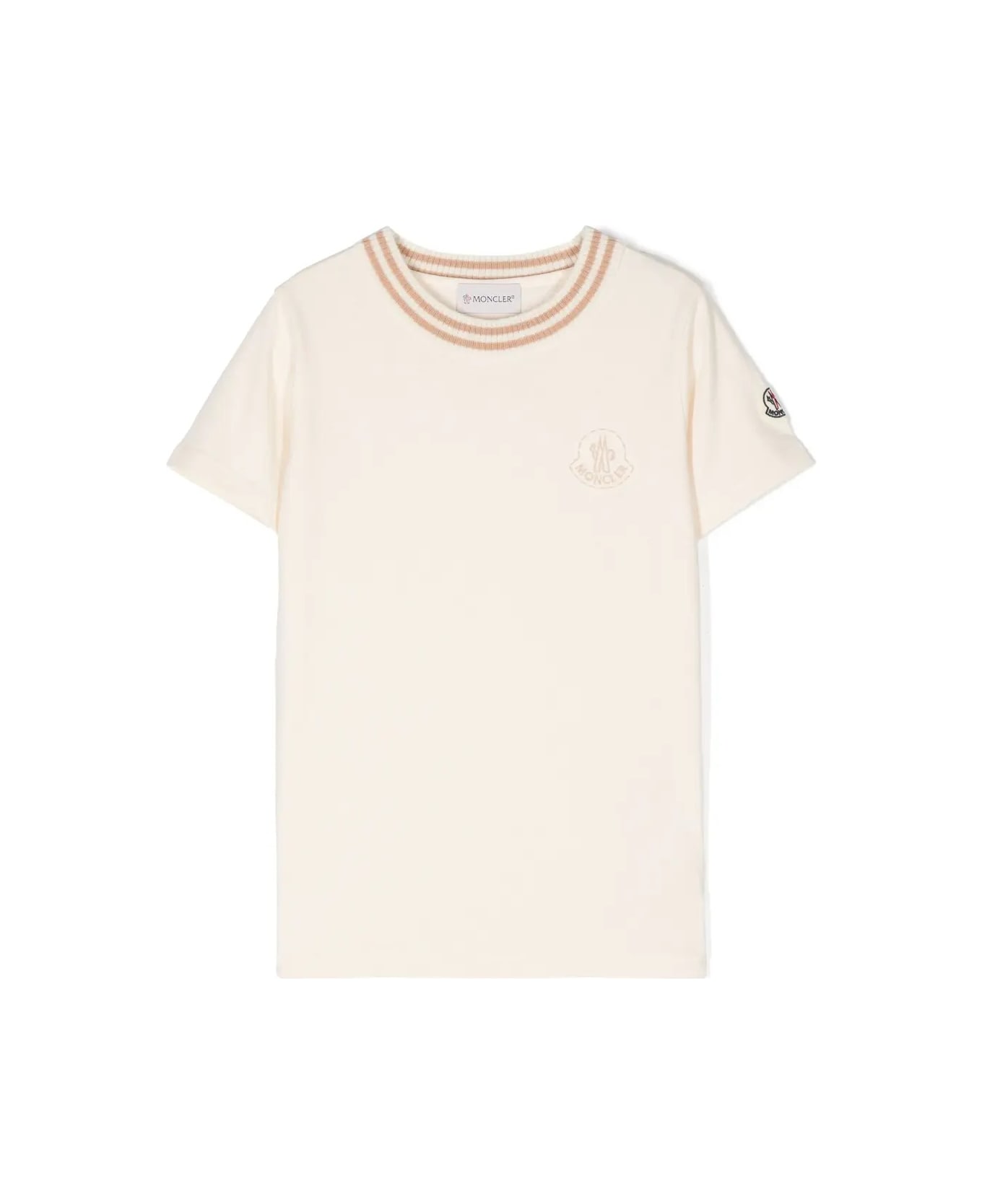 Moncler White T-shirt With Embroidered Logo - White