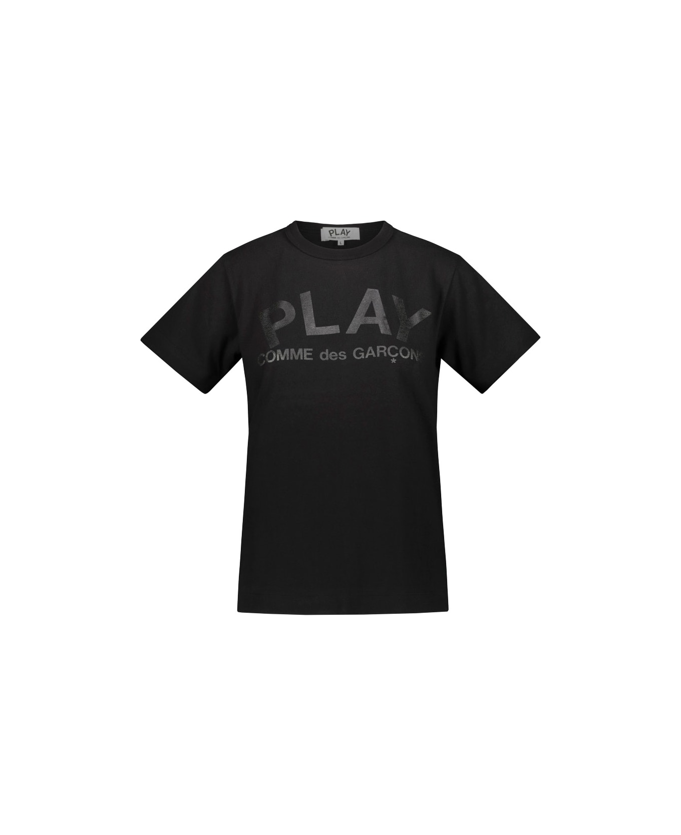 Comme des Garçons Play Black Short Sleeve T-shirt With Black Printed Logo On The Front And Back - Blk