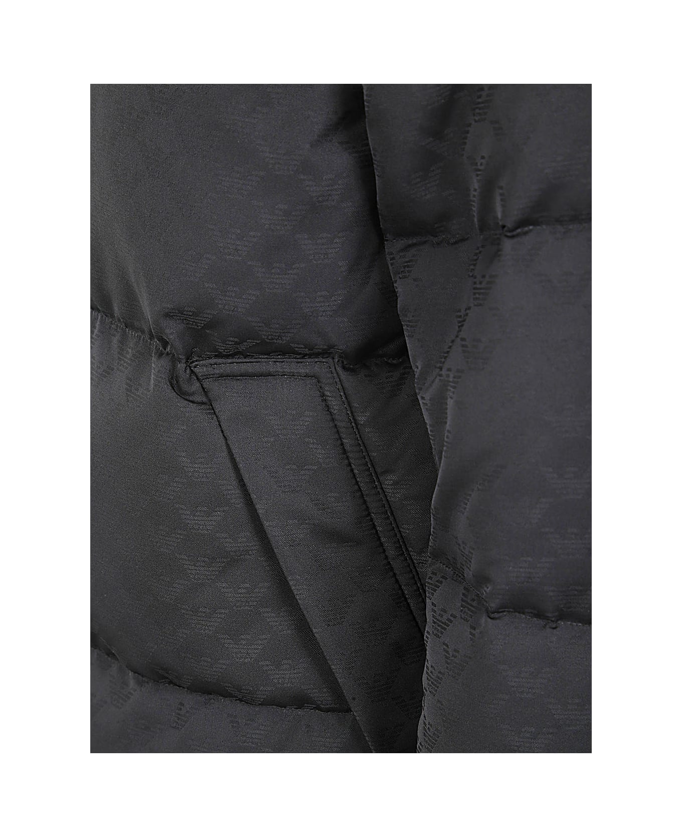 Emporio Armani Down Jacket - Black Jacquard Water