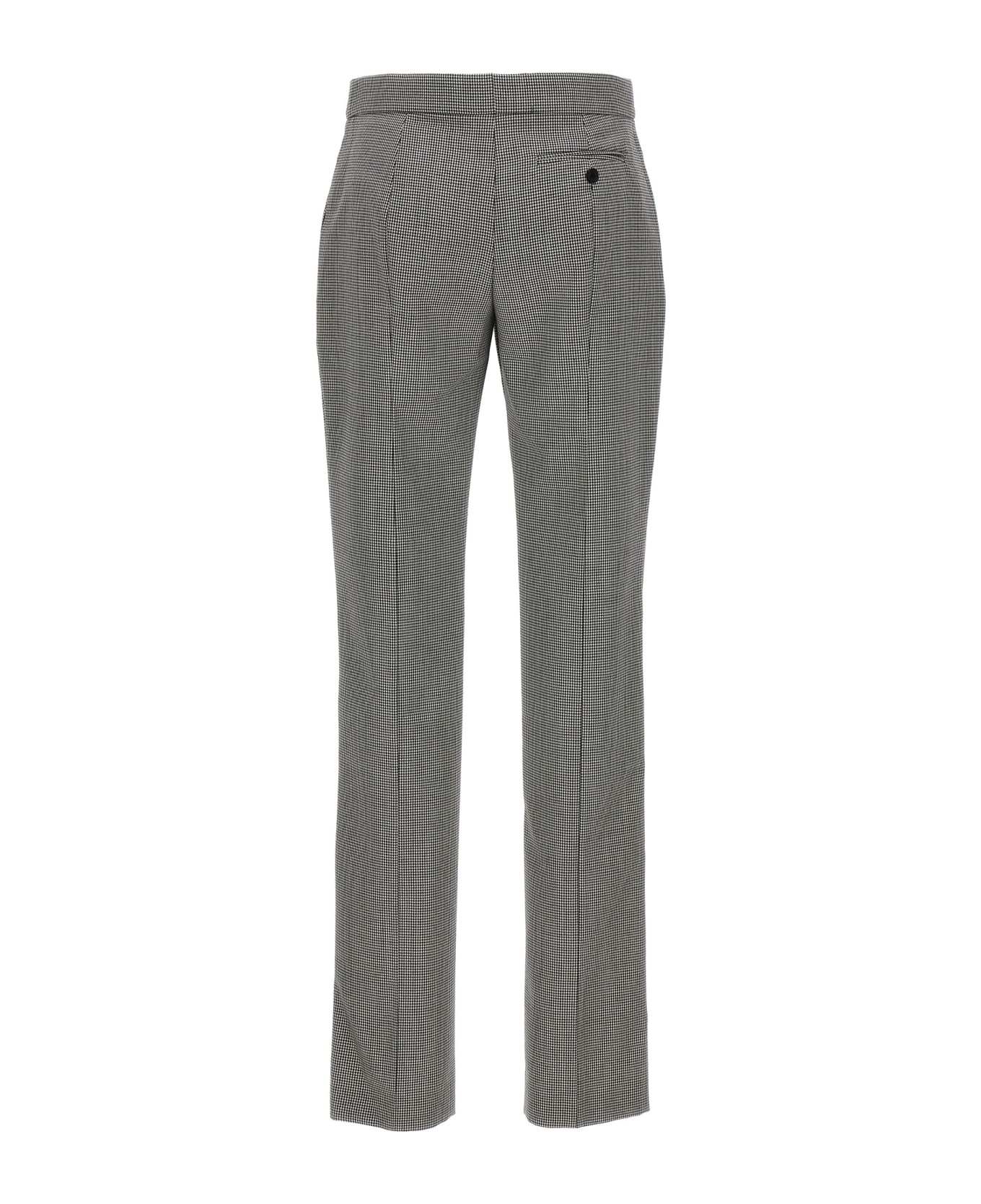 Alexander McQueen Tailored Pants With Houndstooth Motif In Wool - White/Black ボトムス