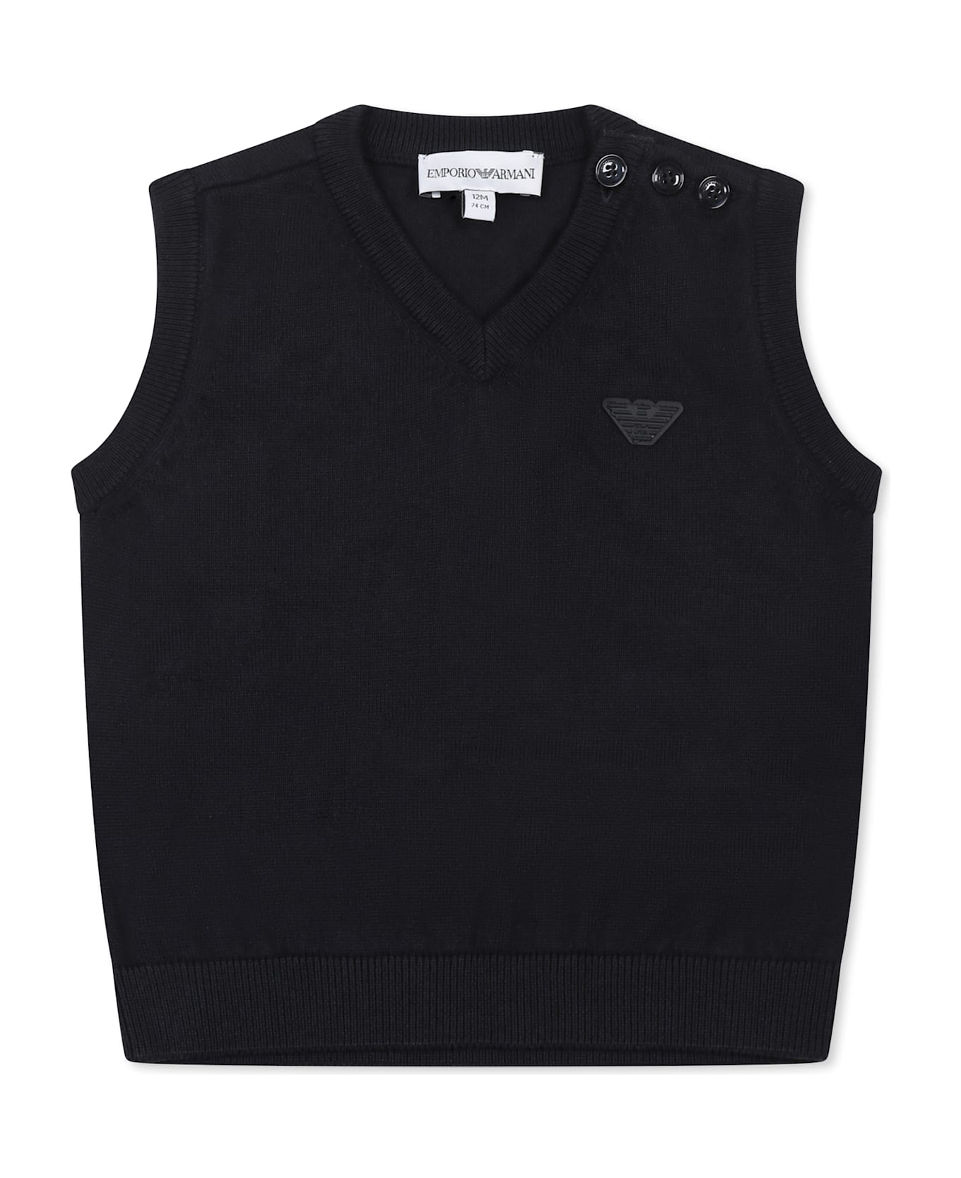 Emporio Armani Blue Vest For Baby Boy With Logo - Blue