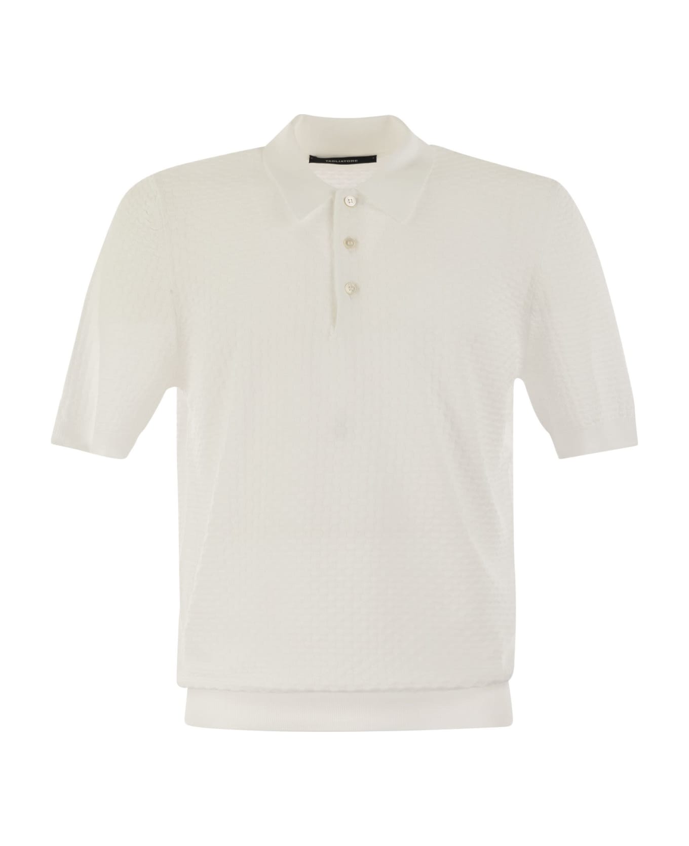 Tagliatore Knitted Cotton Polo Shirt - White