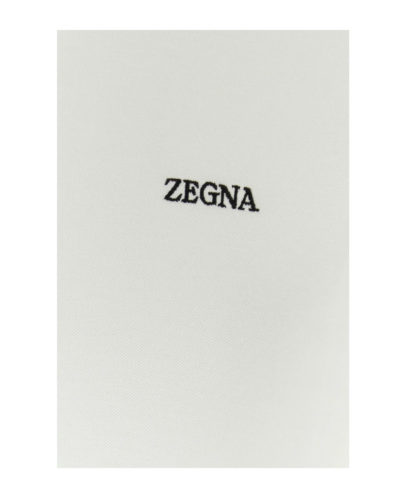 Zegna White Stretch Piquet Polo Shirt