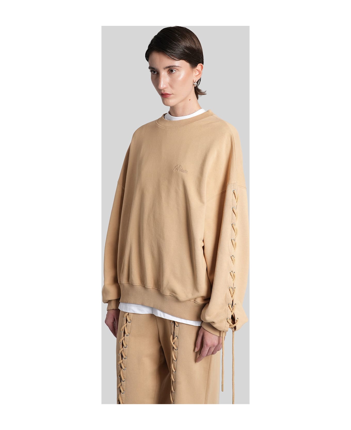 Rotate by Birger Christensen Sweatshirt In Camel Cotton - Camel