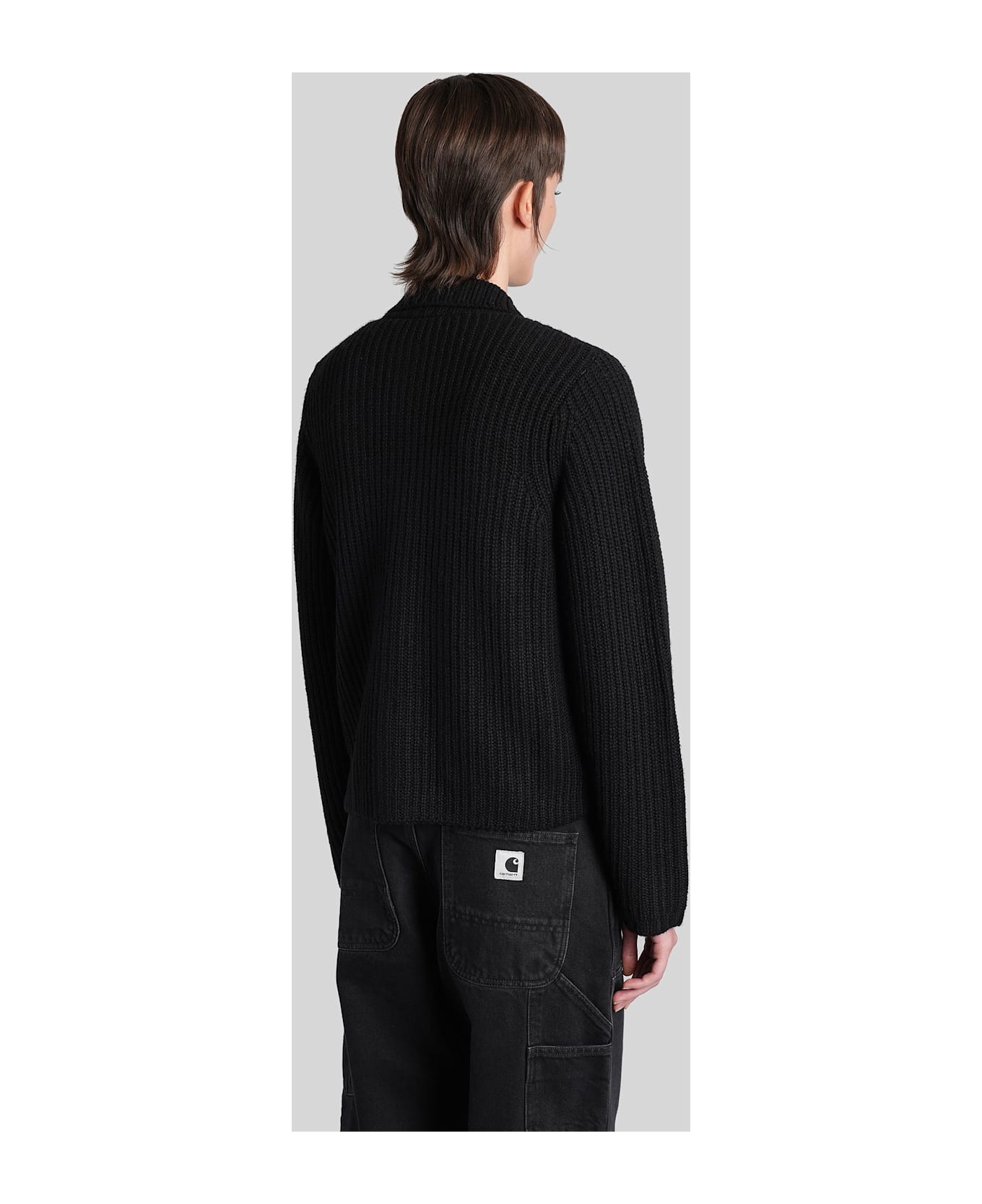 Carhartt W Michigan Sweat Cardigan In Black Acrylic - black