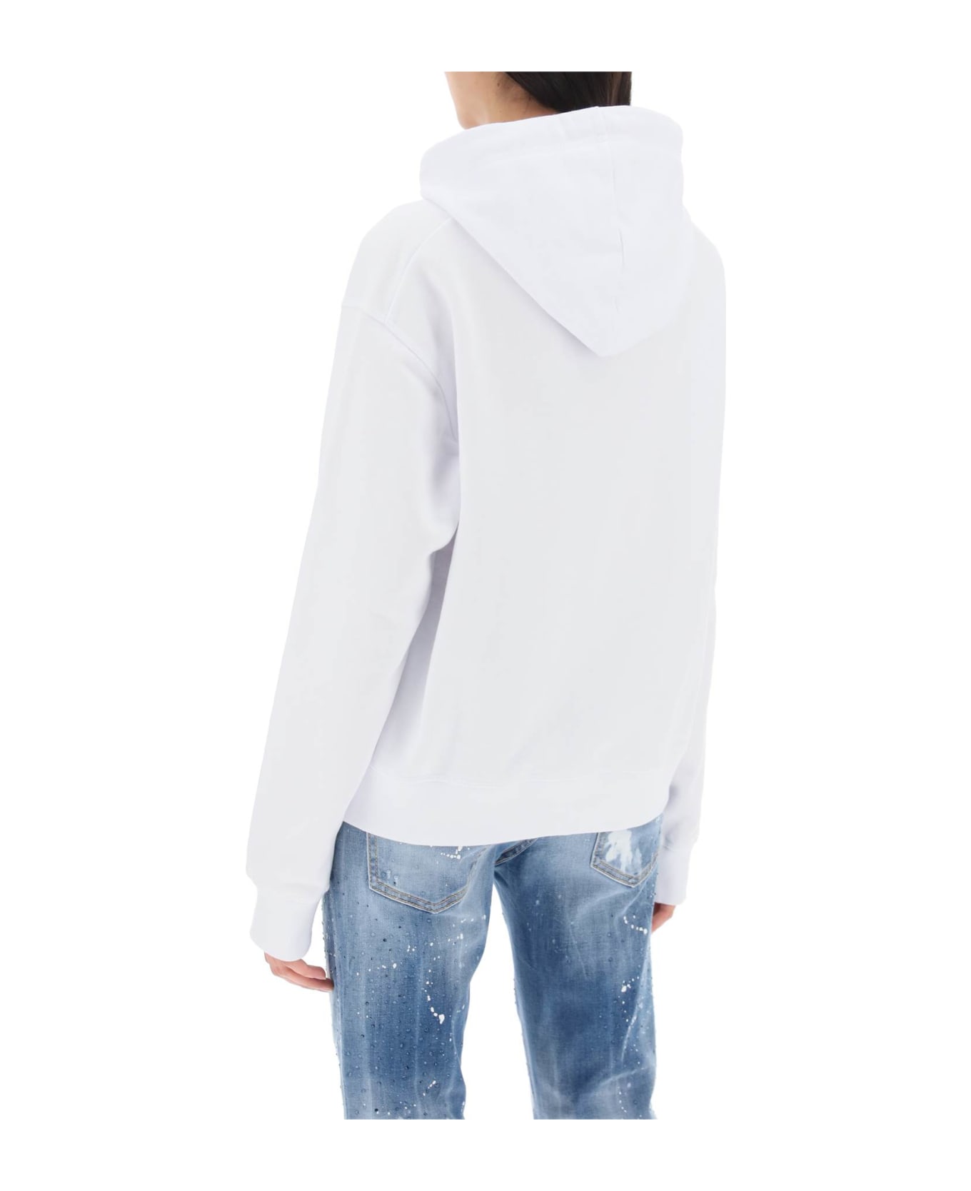 Dsquared2 Cool Fit Hoodie With Graphic Print - WHITE (White) フリース