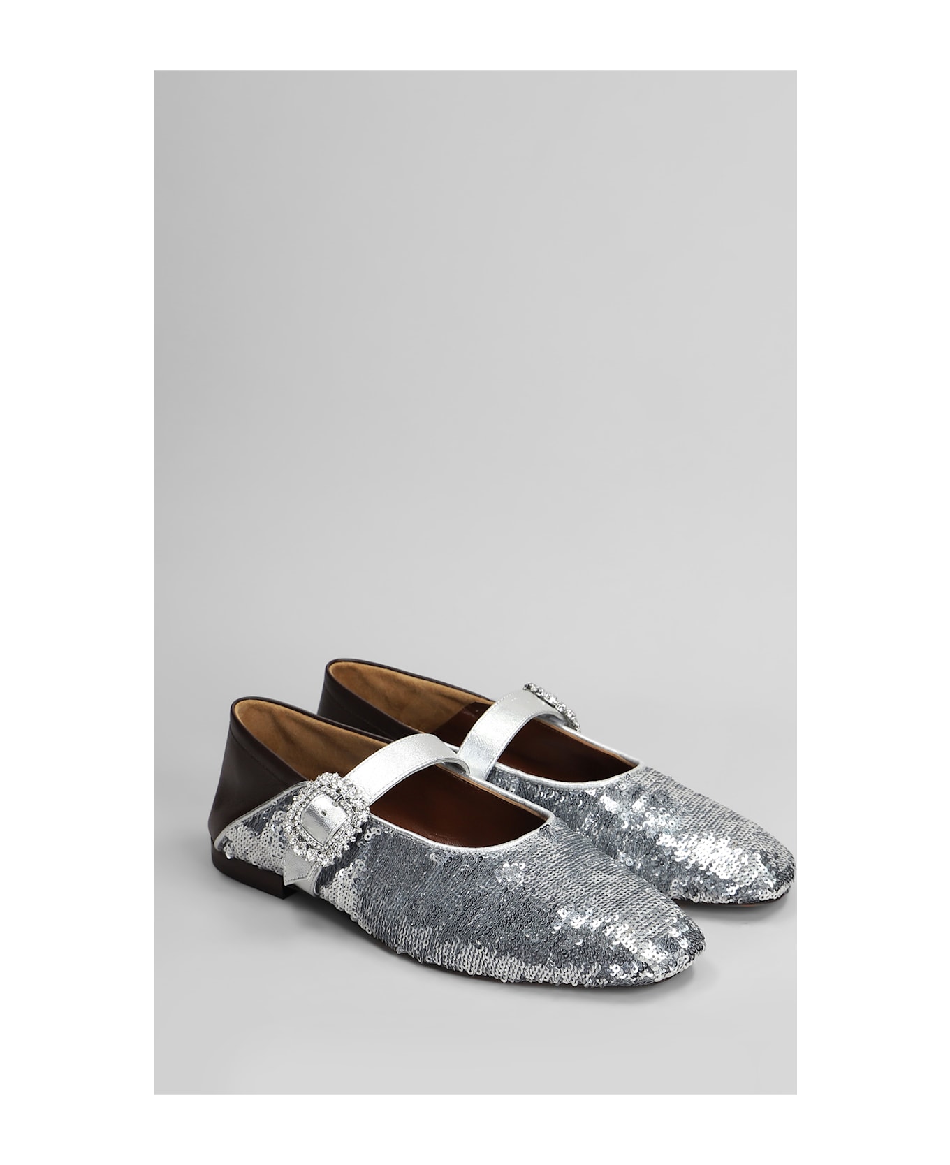 Wales Bonner Ballerina Buckle Ballet Flats In Silver Leather - silver
