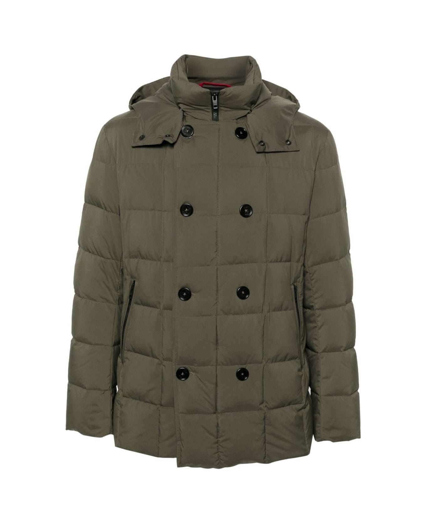 Fay Double Breasted Hooded Down Jacket - Military