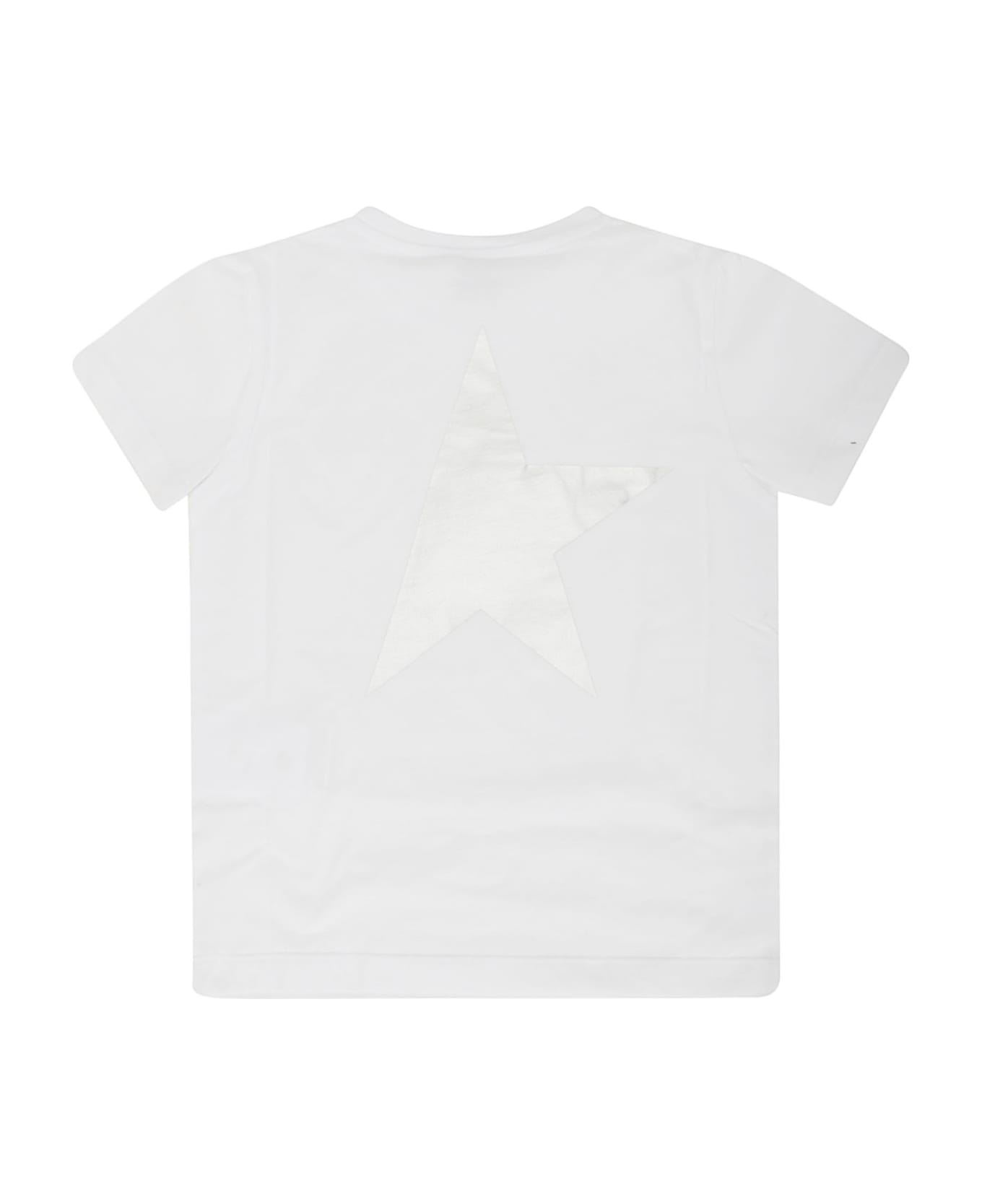 Golden Goose Star/ Boy's T-shirt S/s Logo/ Big Star Printed - WHITE/ SILVER