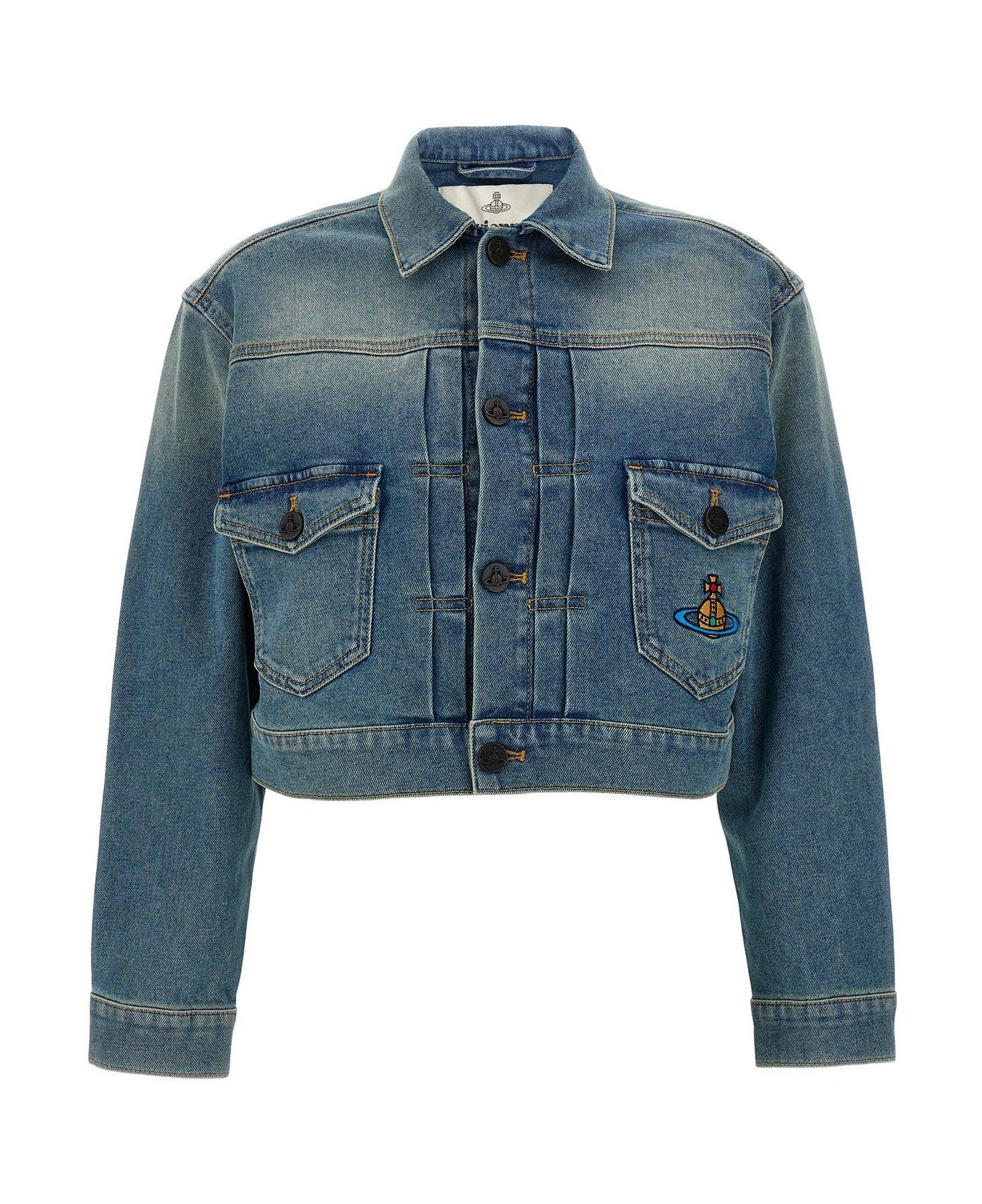 Vivienne Westwood Marlene Buttoned Cropped Jacket - Blue