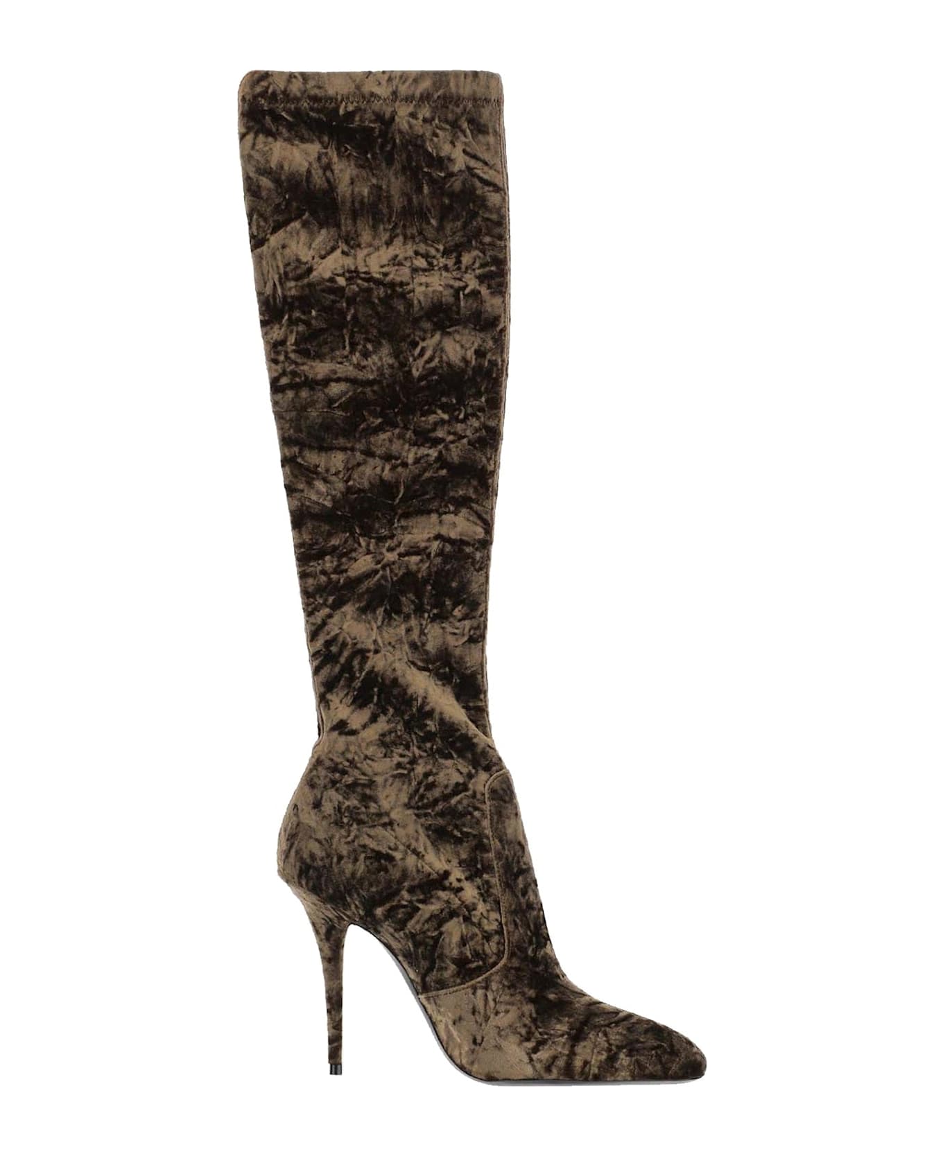 Saint Laurent Talia Velvet Boots - Brown