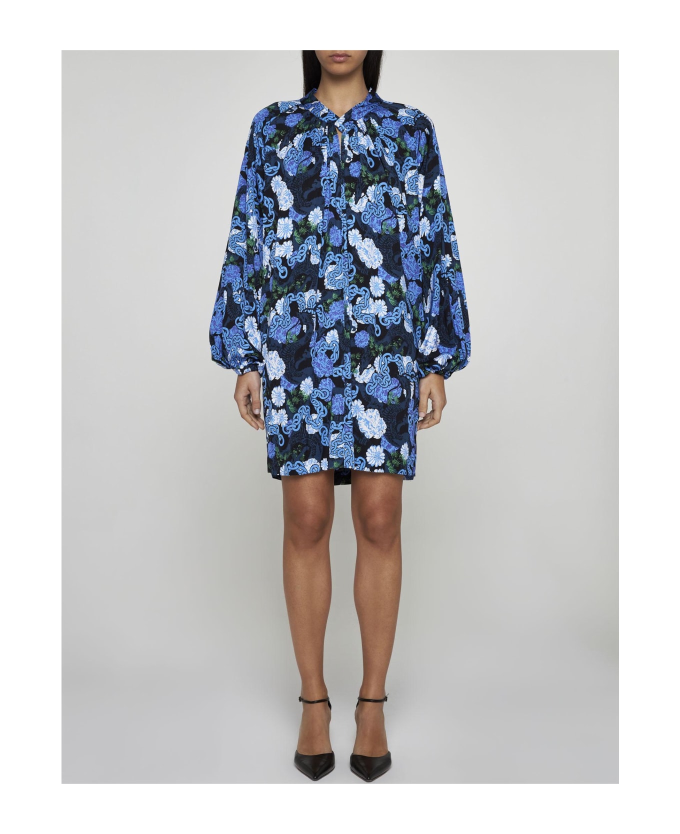 Diane Von Furstenberg Silka Print Viscose Dress - BLUE/BLACK ワンピース＆ドレス