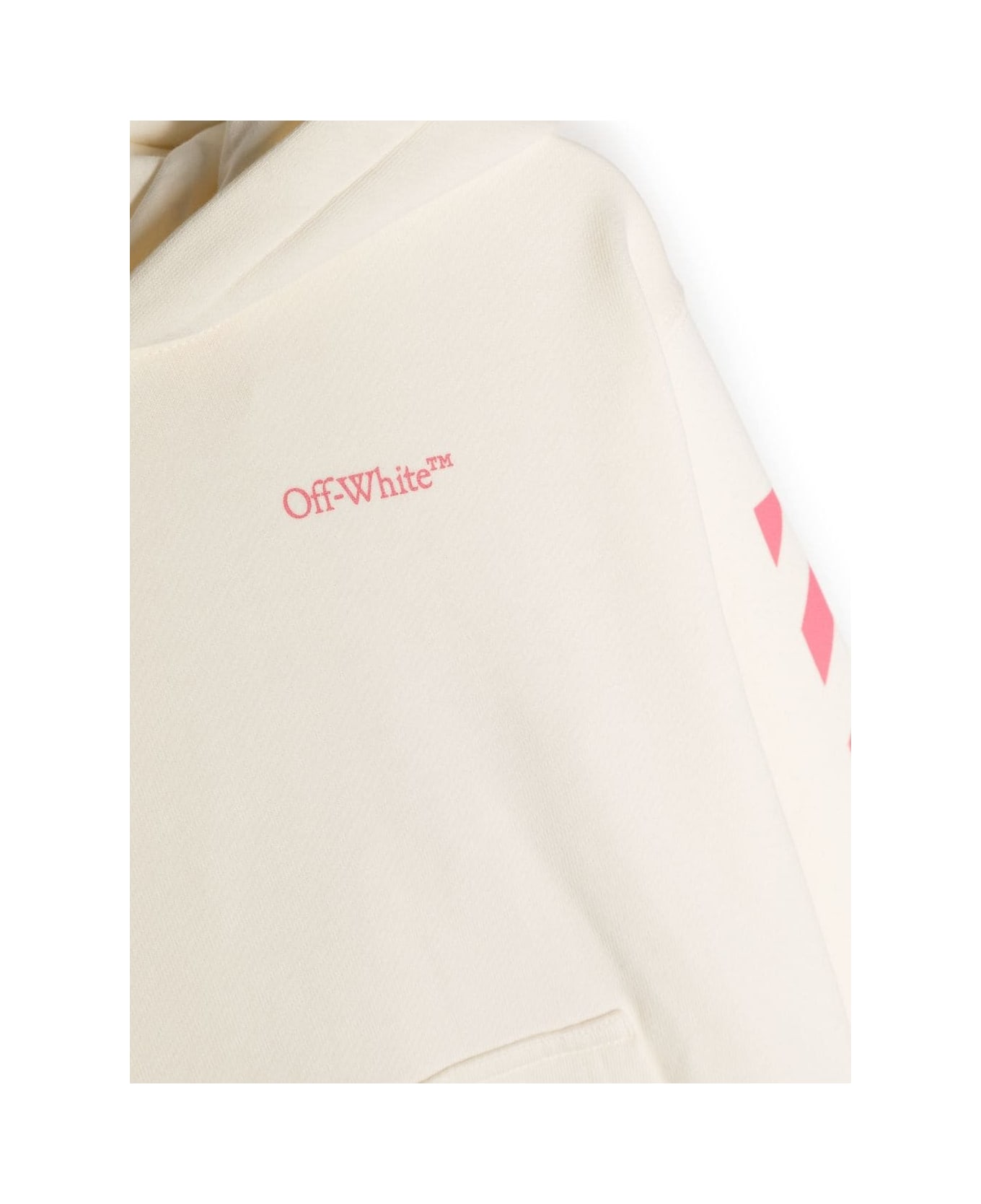 Off-White White Slim Hoodie With Arrow Motif And Diagonal - White