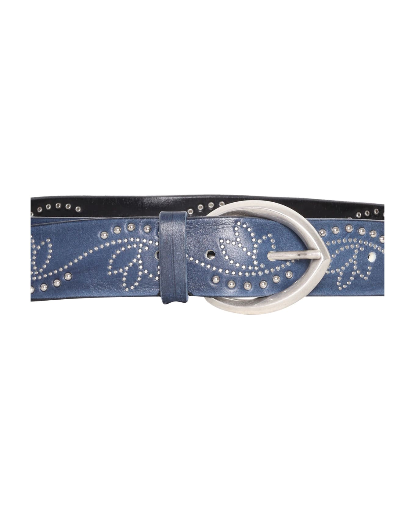 Orciani Leather Belt With Studs - BLUE ベルト