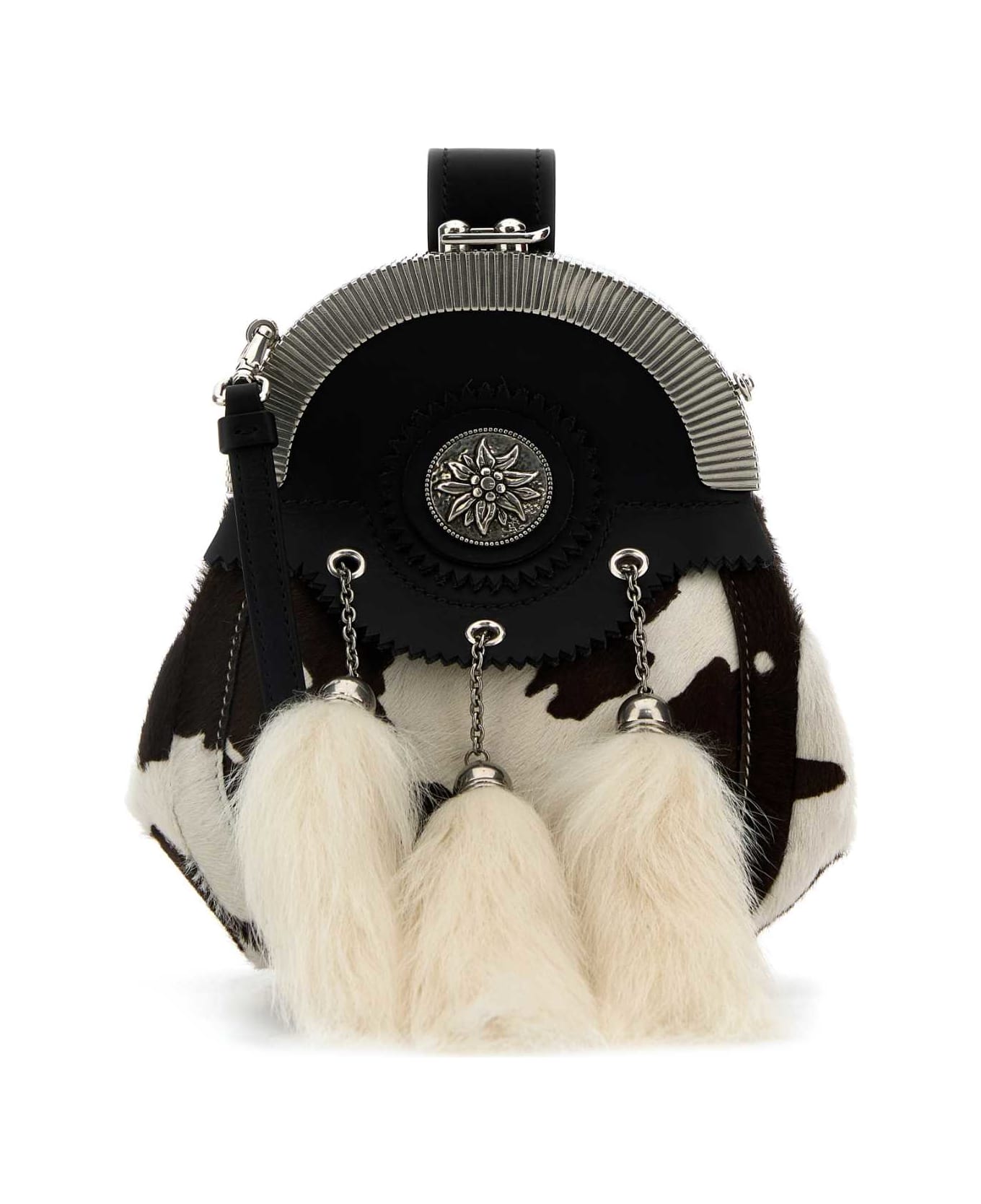 Prada Printed Calf Hair Clutch - BIANCO/NERO