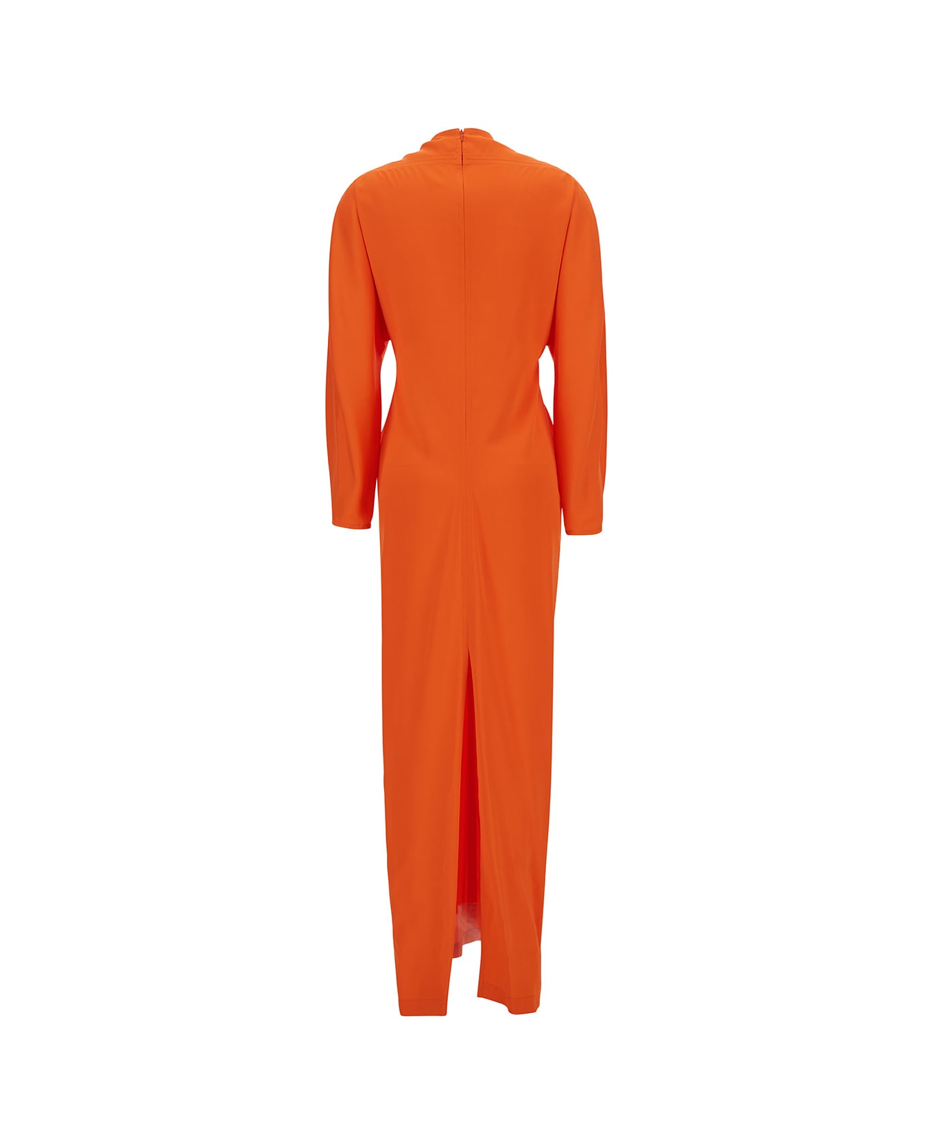 Ferragamo Long Orange Dress With Kimono Sleeves In Stretch Viscose Woman - Orange