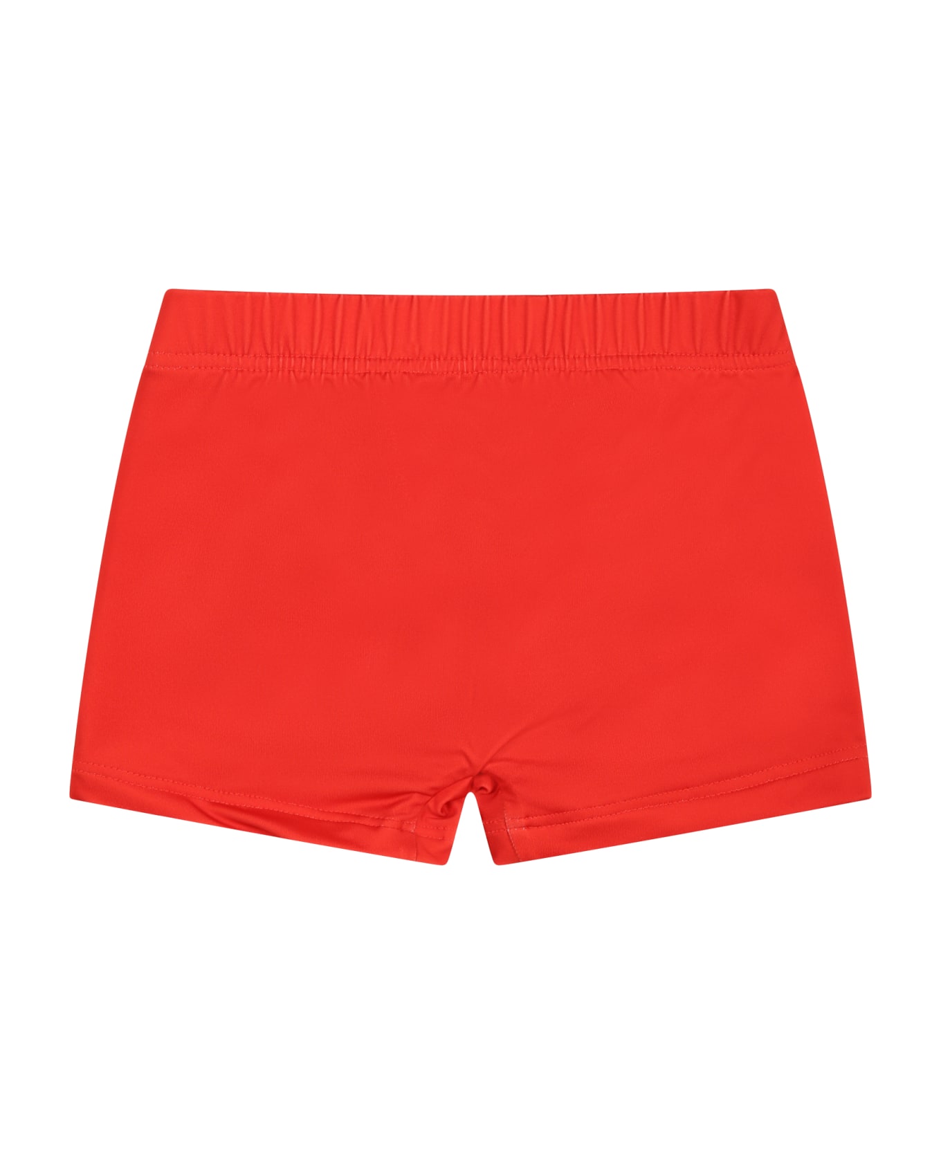 Moschino Red Sea Boxer For Baby Boy With Teddy Bear And Logo - Red