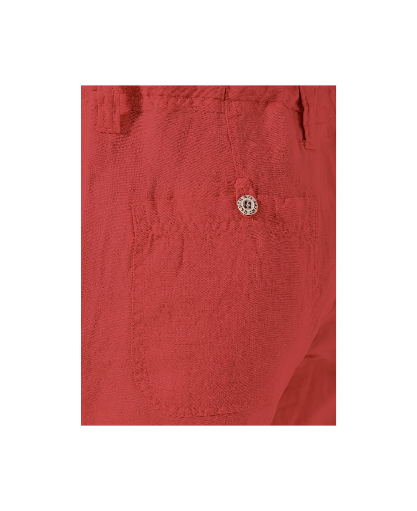 MC2 Saint Barth Linen Bermuda Red Shorts - RED