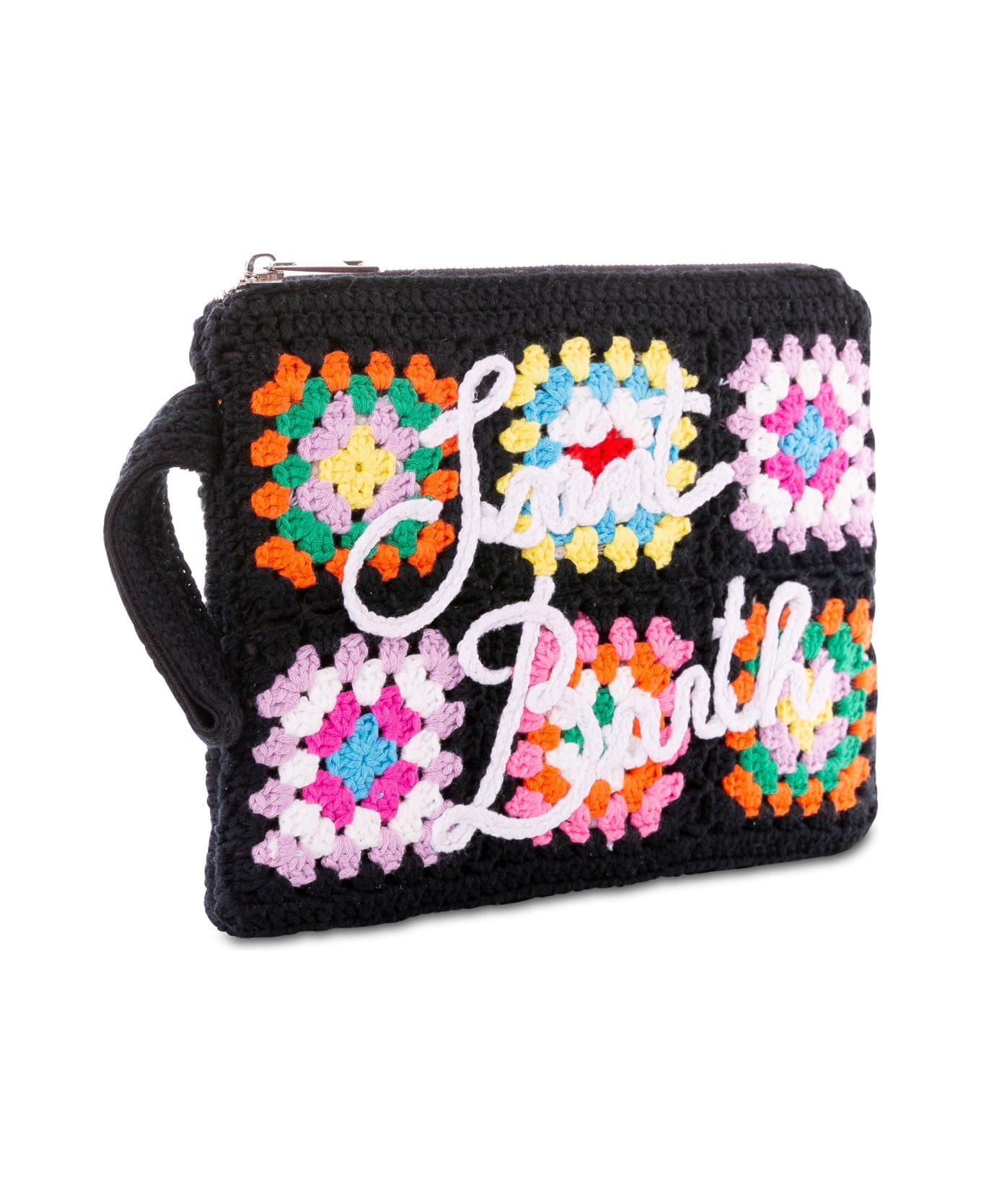 MC2 Saint Barth Parisienne Black Crochet Pouch Bag With Saint Barth Embroidery - BLACK