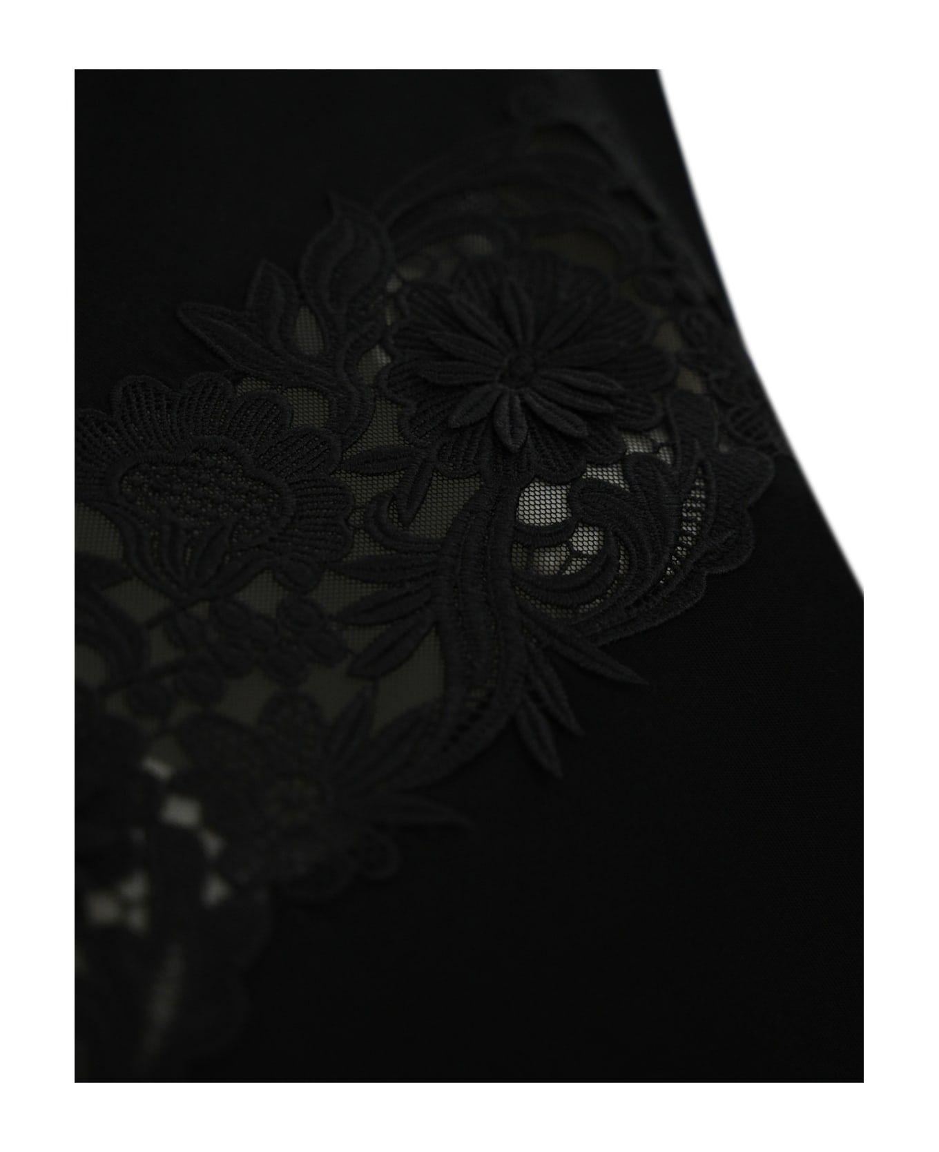 TwinSet Cotton T-shirt With Lace Application - Nero