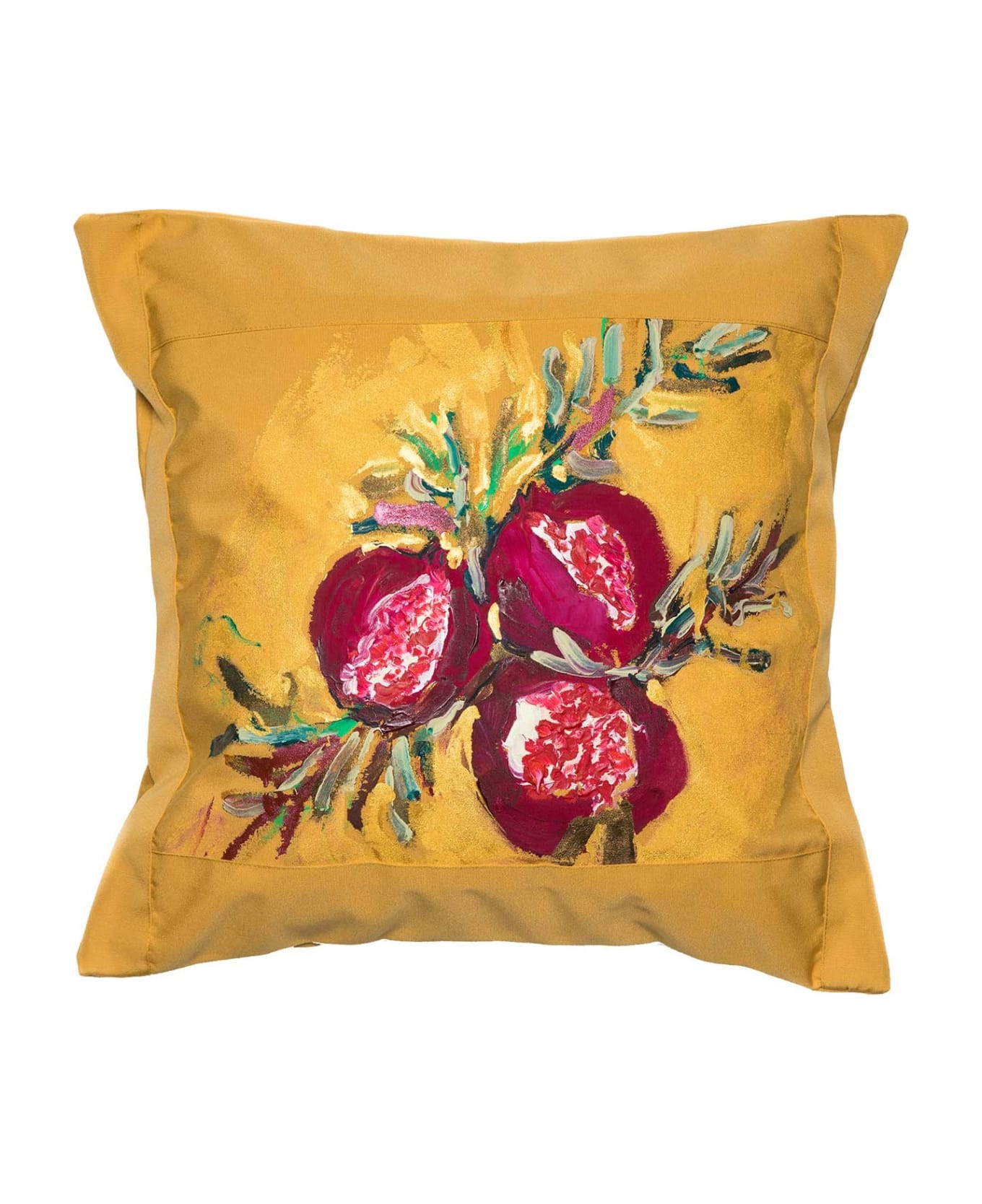 Le Botteghe su Gologone Cotton Hand Painted Indoor Cushion 60x60 cm - Yellow Fantasy