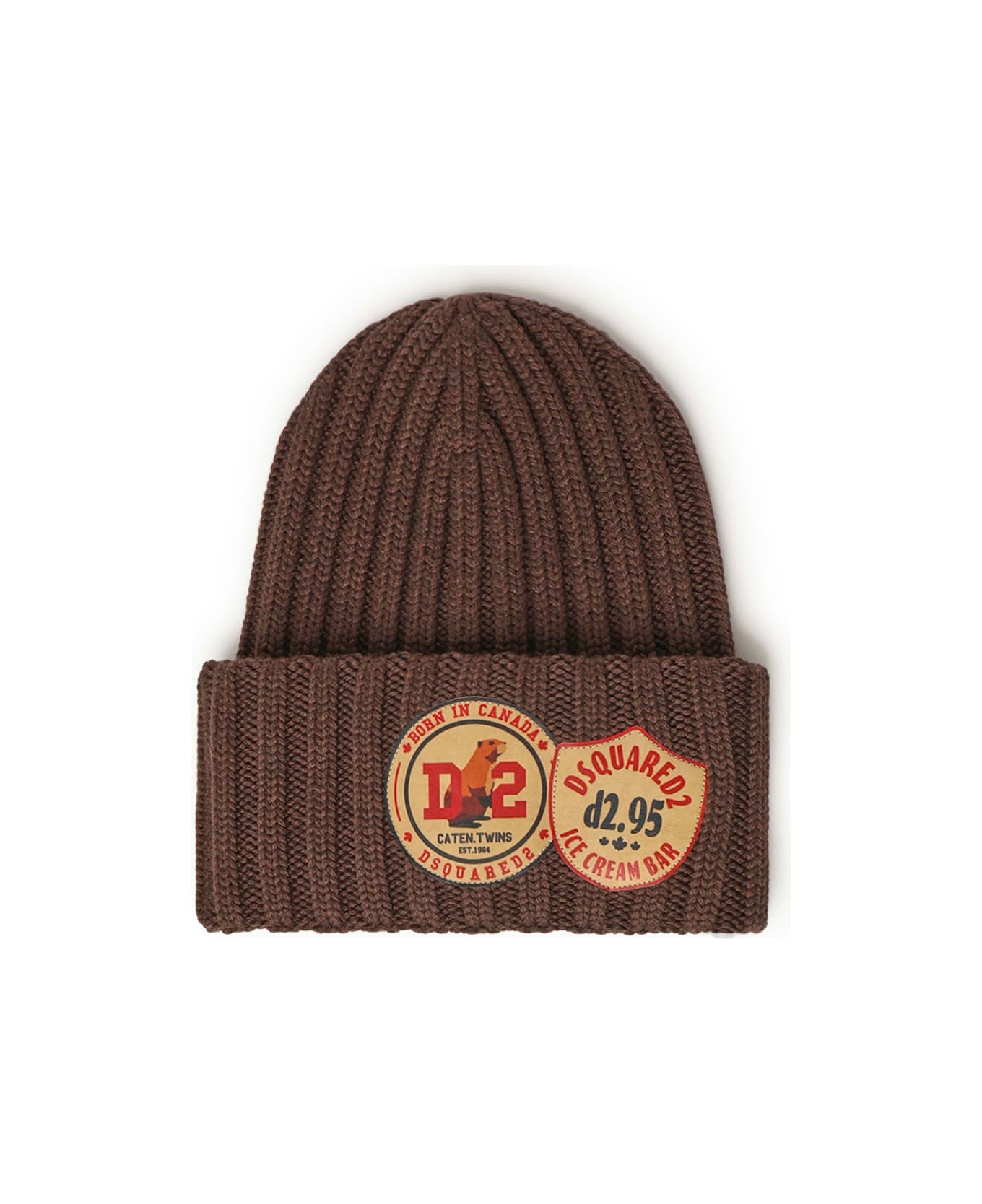 Dsquared2 Wool Logo Beanie - Brown