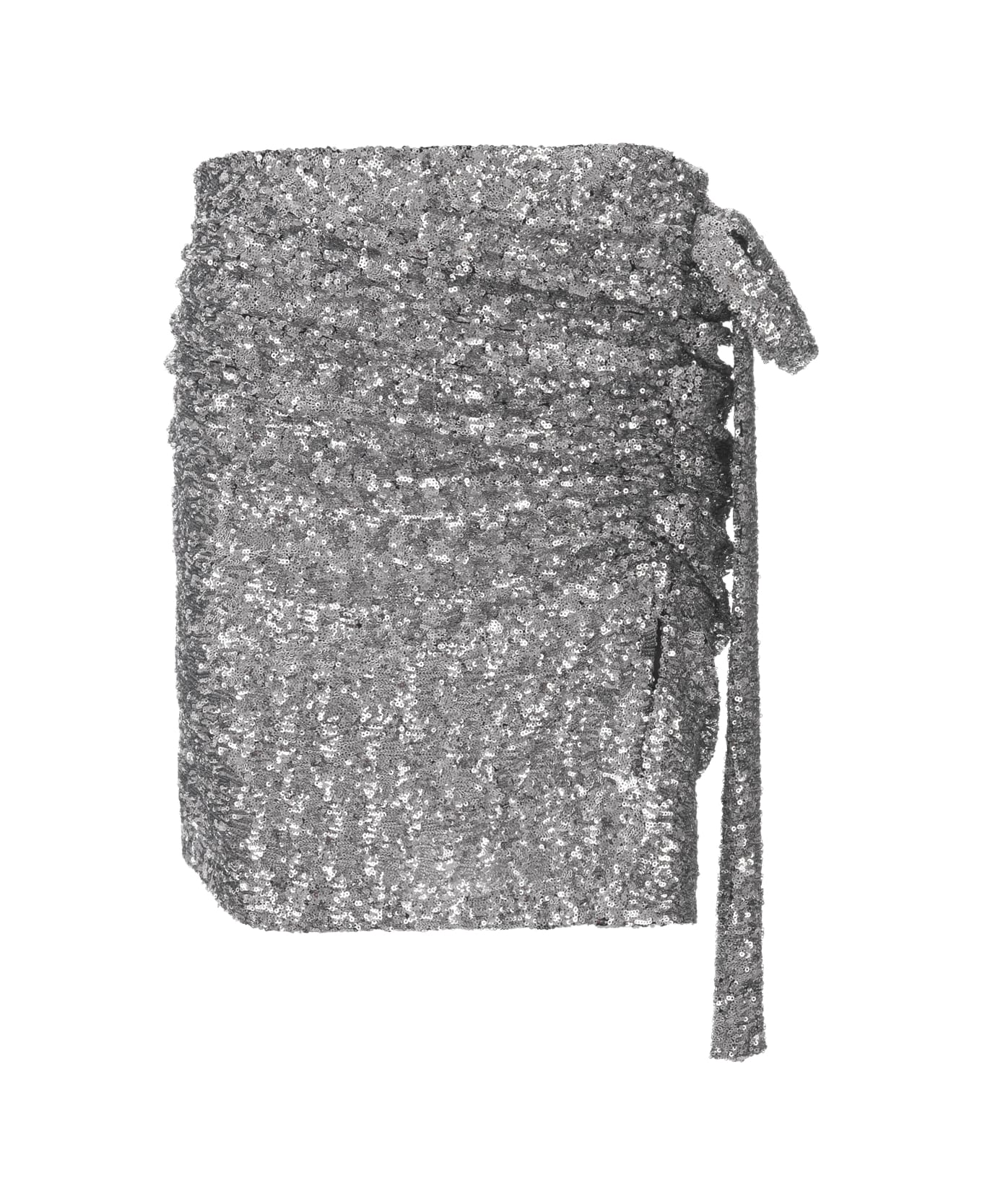 Paco Rabanne Silver Skirt With Sequins And Draping - Silver