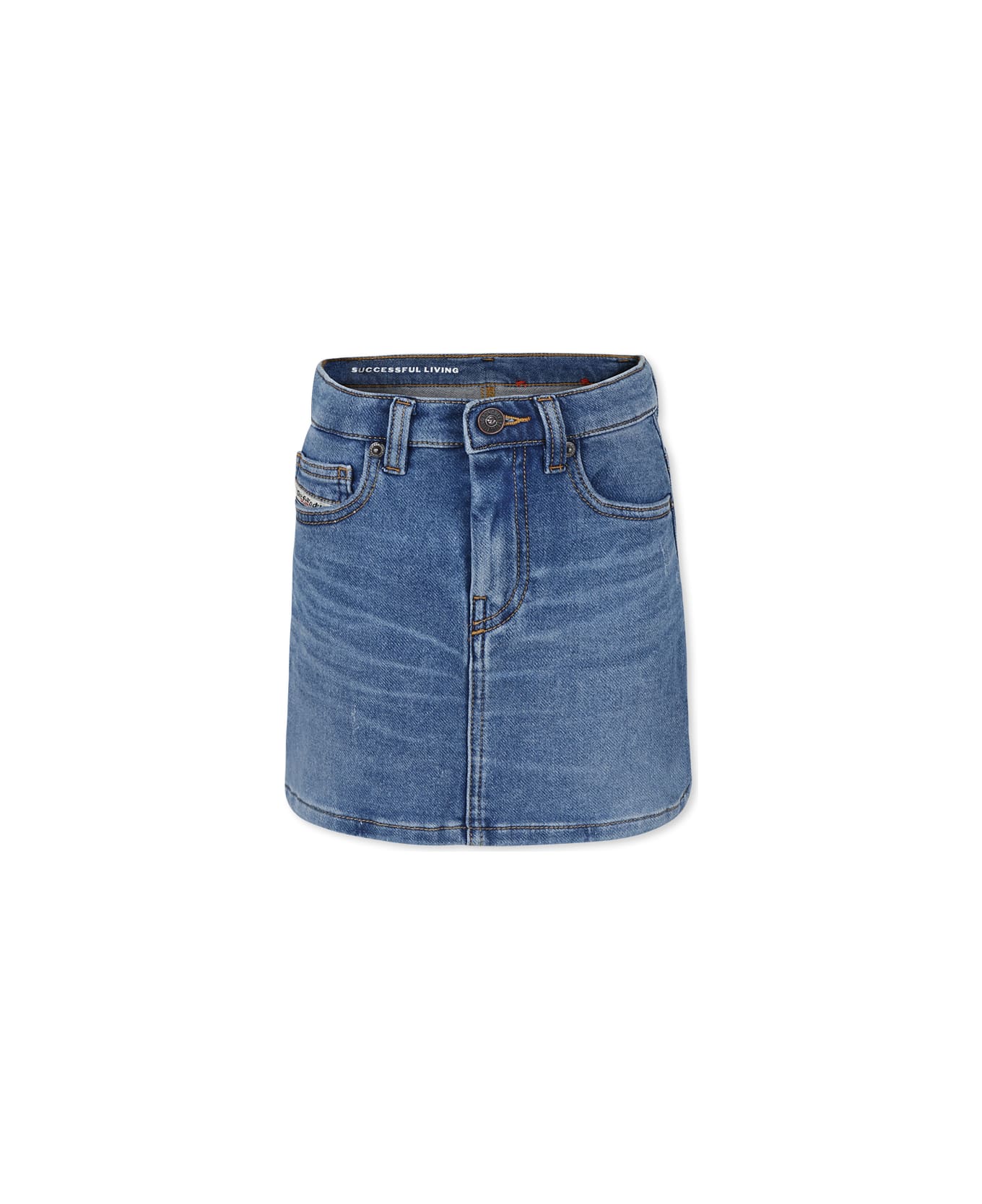 Diesel Blue Skirt For Girl With Logo - Blue