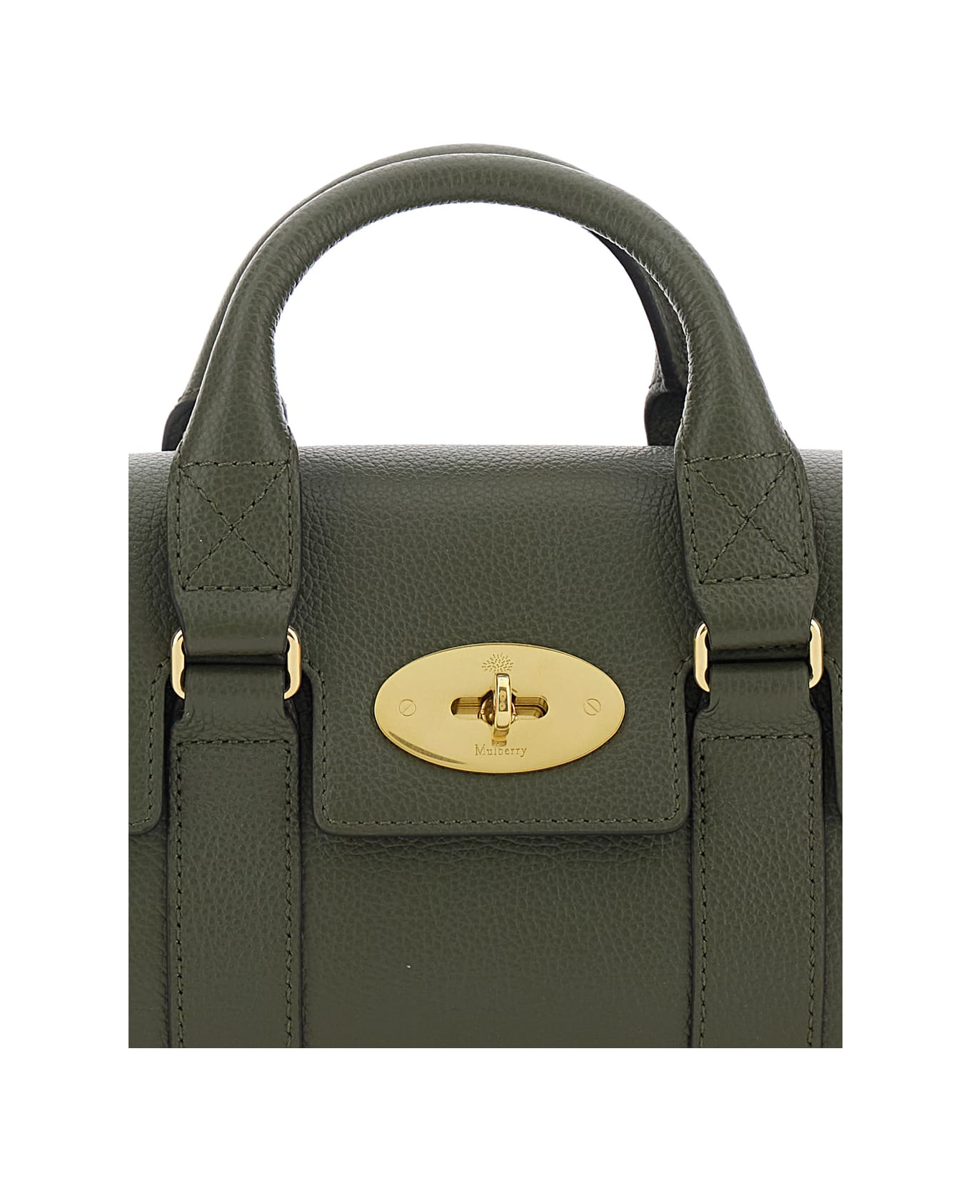 Mulberry 'bayswater Mini' Green Handbag With Twist Lock In Hammered Leather Woman - Green