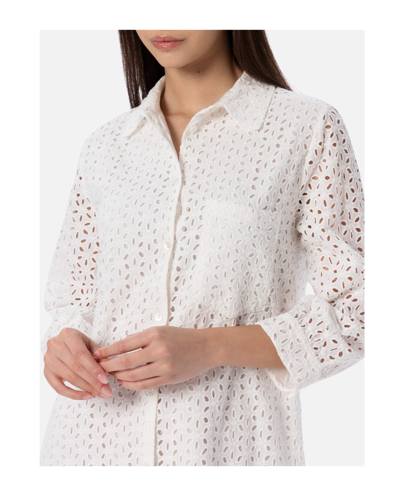 MC2 Saint Barth Woman White Sangallo Shirt Mini Dress - WHITE