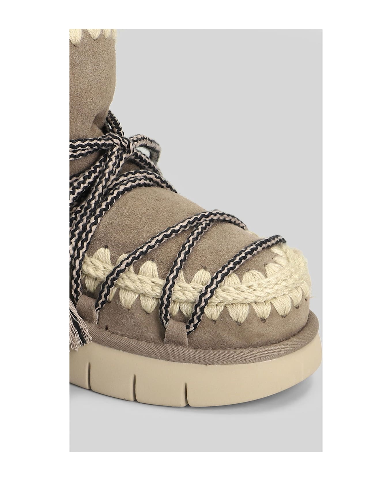 Mou Bounce Boot Scoubied High Heels Ankle Boots In Grey Suede - grey