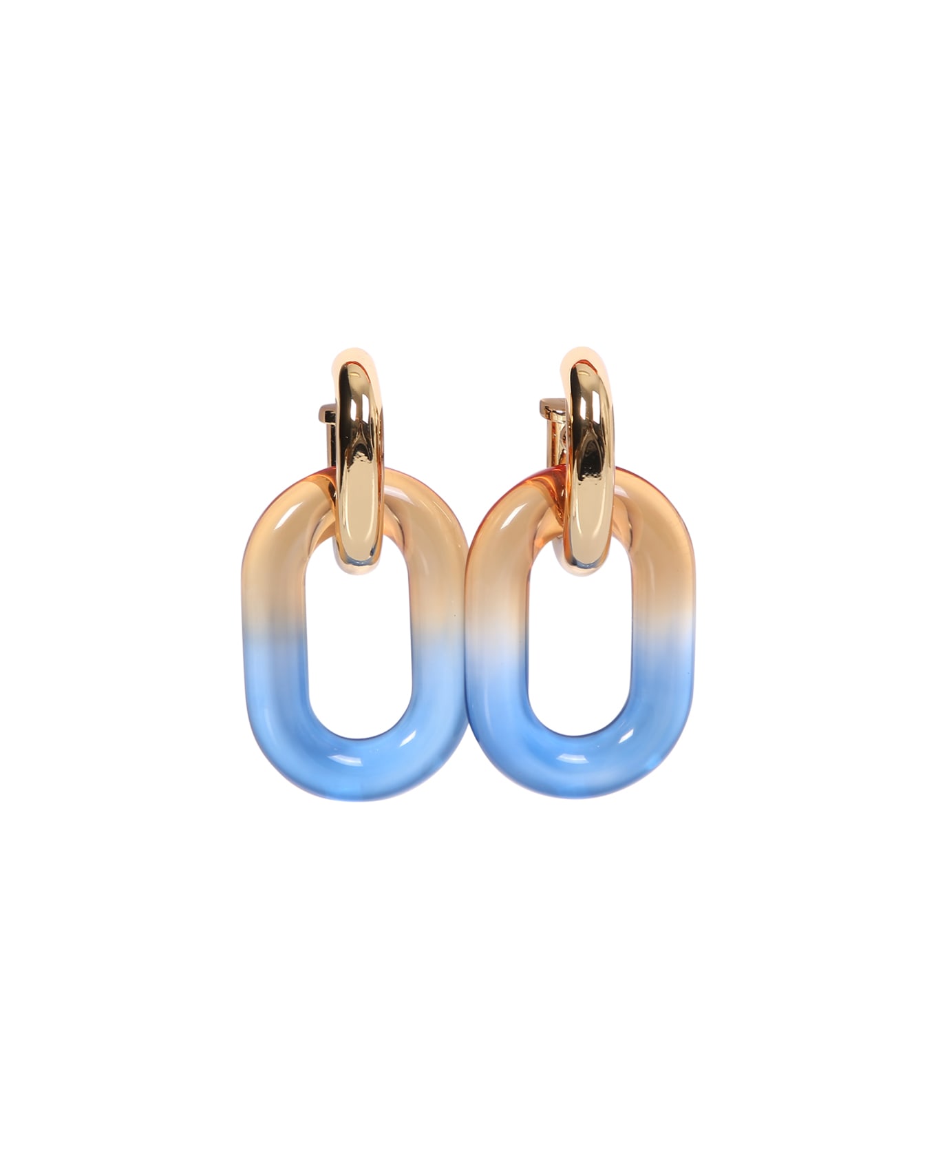 Paco Rabanne Xl Link Double Hoop Earrings Blue Orange - Blue