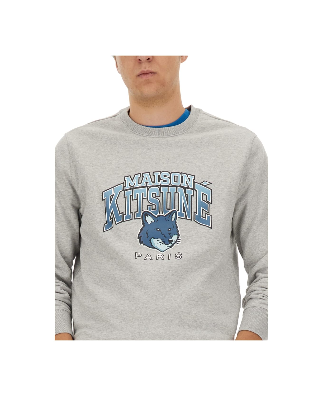 Maison Kitsuné Sweatshirt With Logo Print - GREY フリース