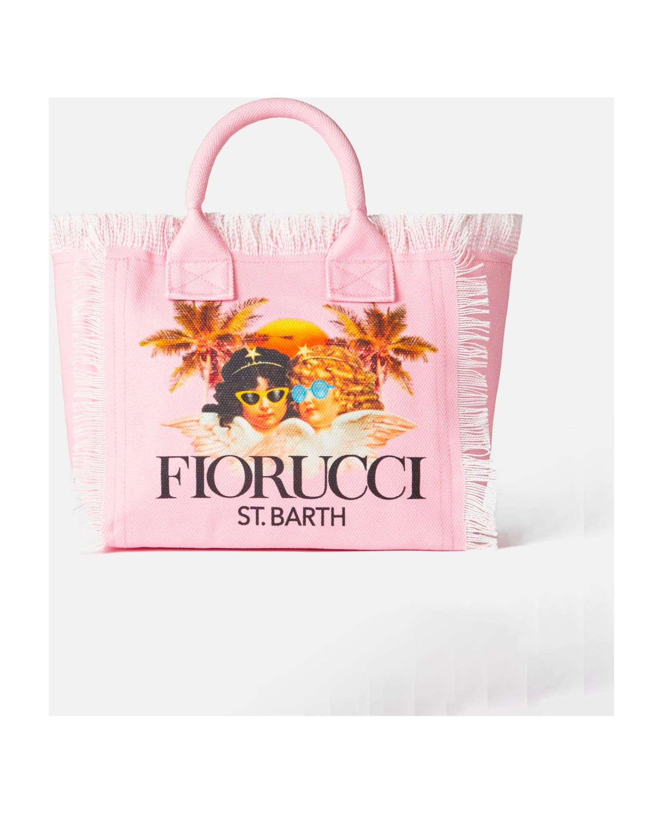 MC2 Saint Barth Colette Pink Cotton Canvas Handbag With Fiorucci Angels Print | Fiorucci Special Edition - PINK
