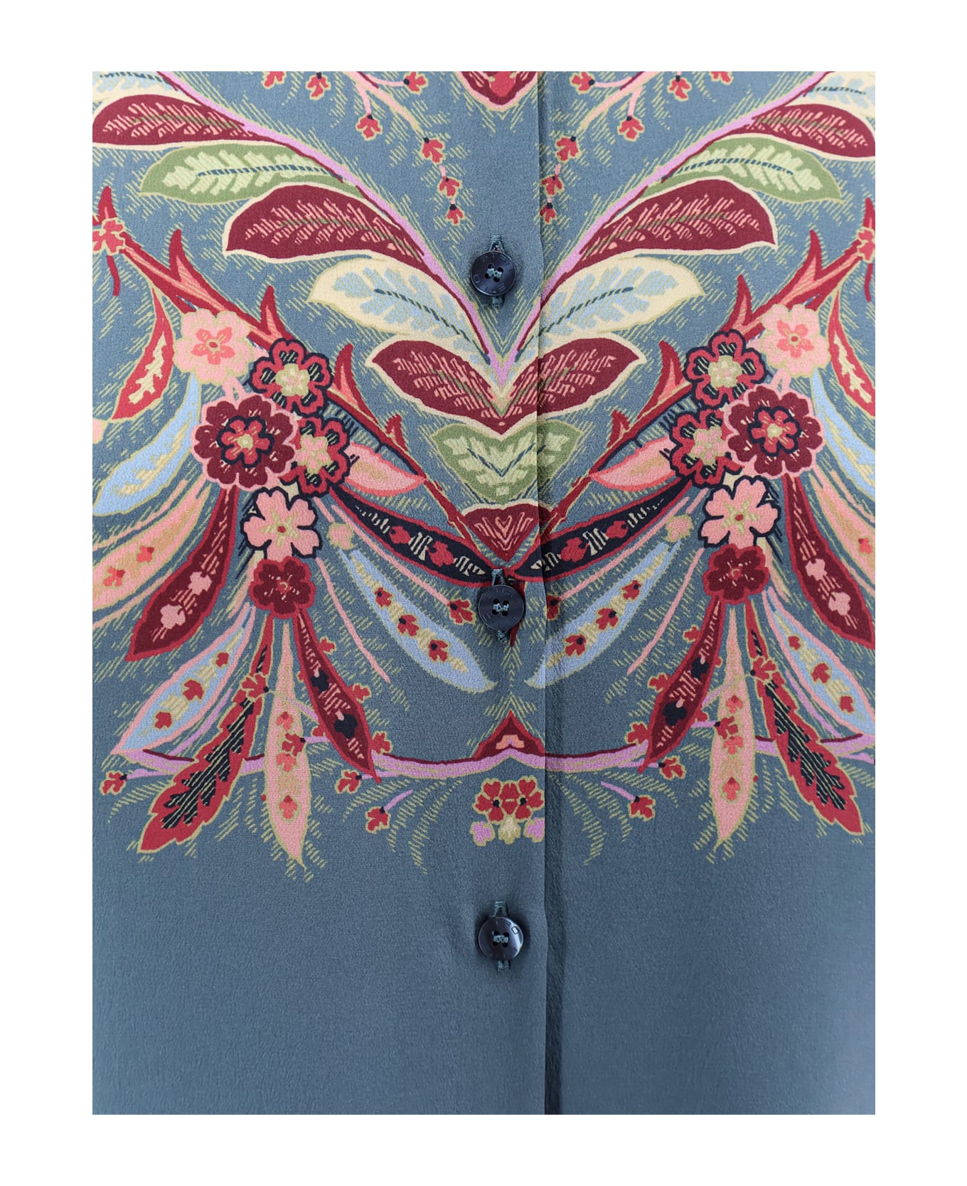 Etro Paisley Print Silk Shirt - Clear Blue