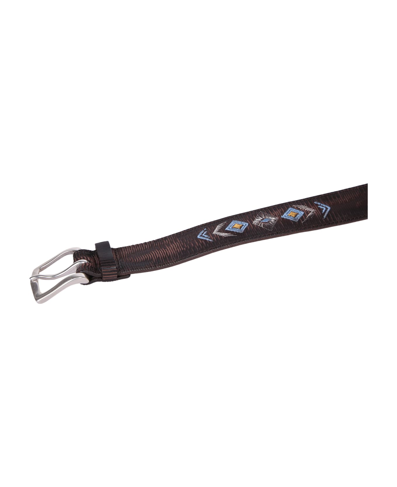 Orciani Multicolor Embroidered Brown Belt - Brown