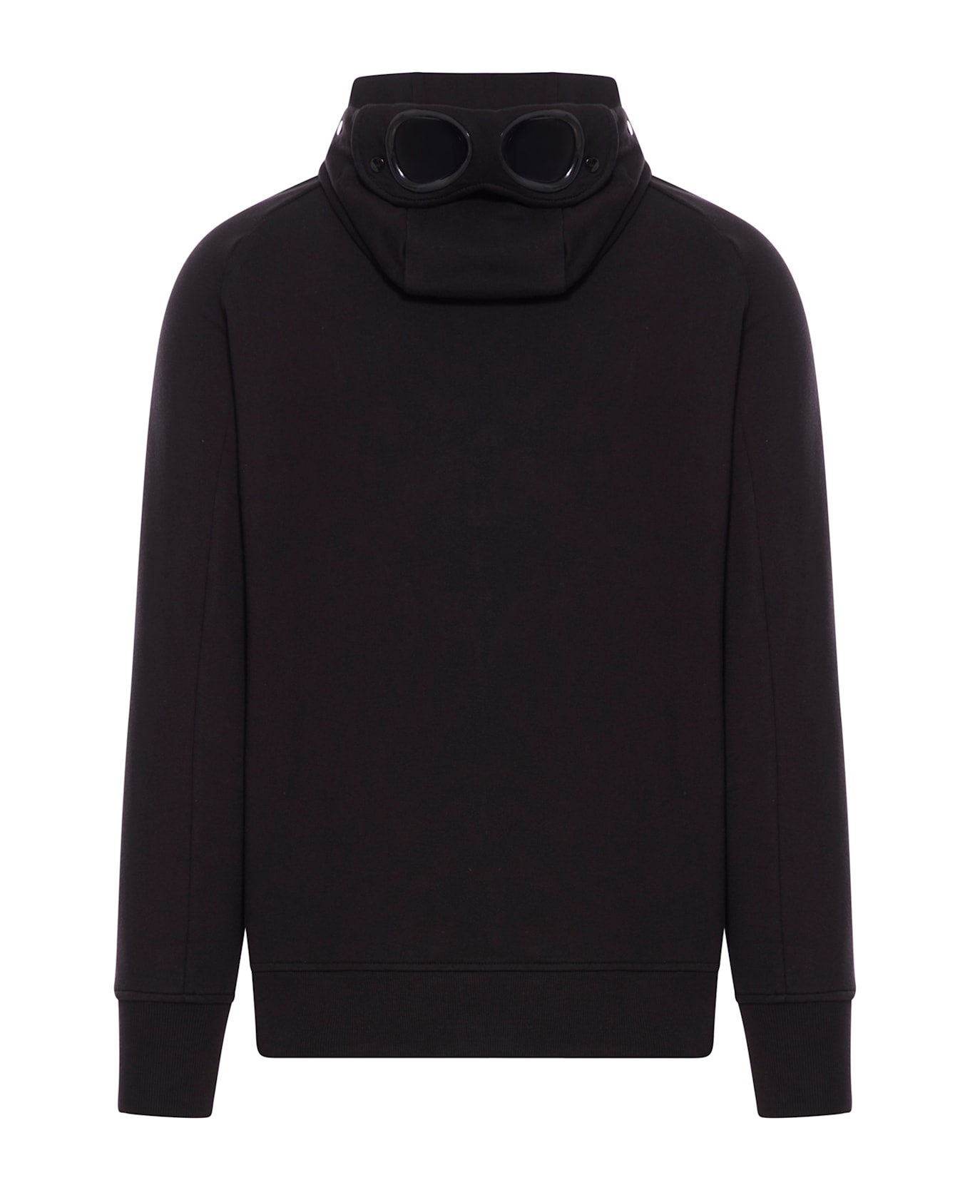 C.P. Company Diagonal Raised Fleece Goggle Zipped Hooded Sweatshirt - BLACK
