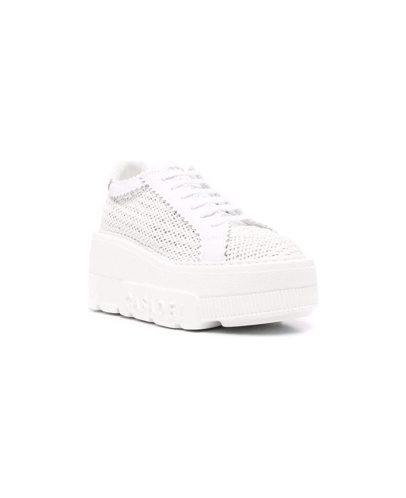Casadei White Platform Sneakers Interwoven Design In Polyurethane Woman - White