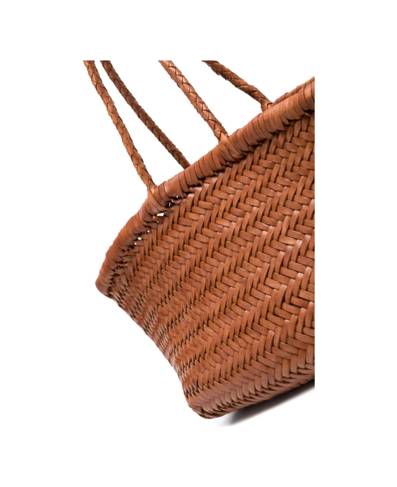 Dragon Diffusion 
triple Jump
 Tan Brown Small Tote Bag In Braided Leather Woman - Brown