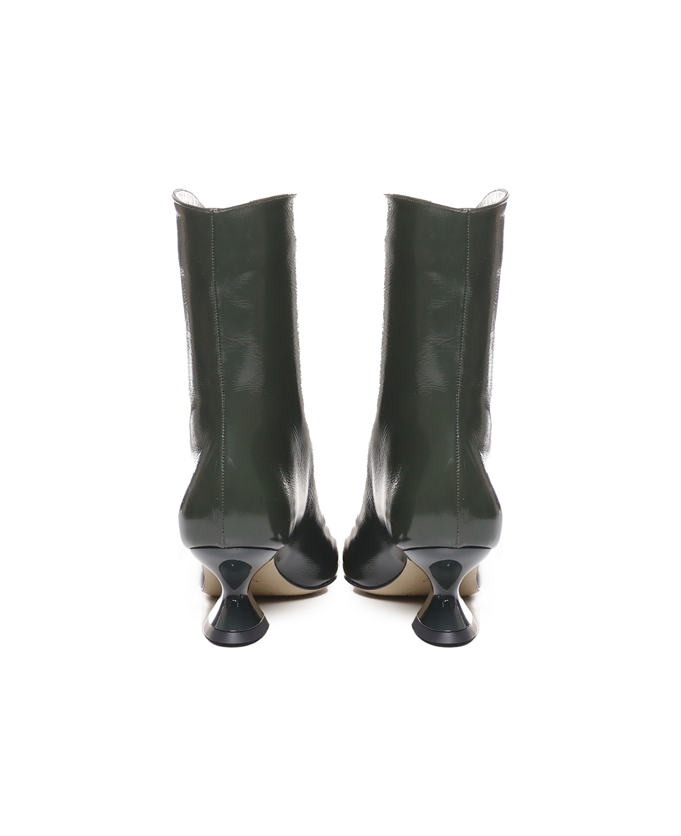 Alchimia Leather Ankle Boot With Low Heel - Green ブーツ