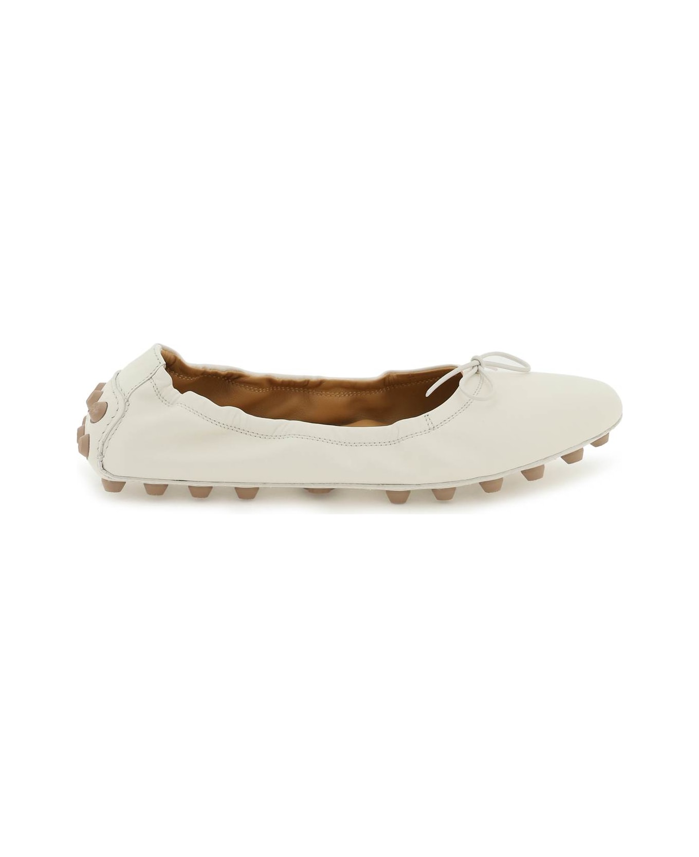 Tod's Bubble Ballet Flats In Leather - White