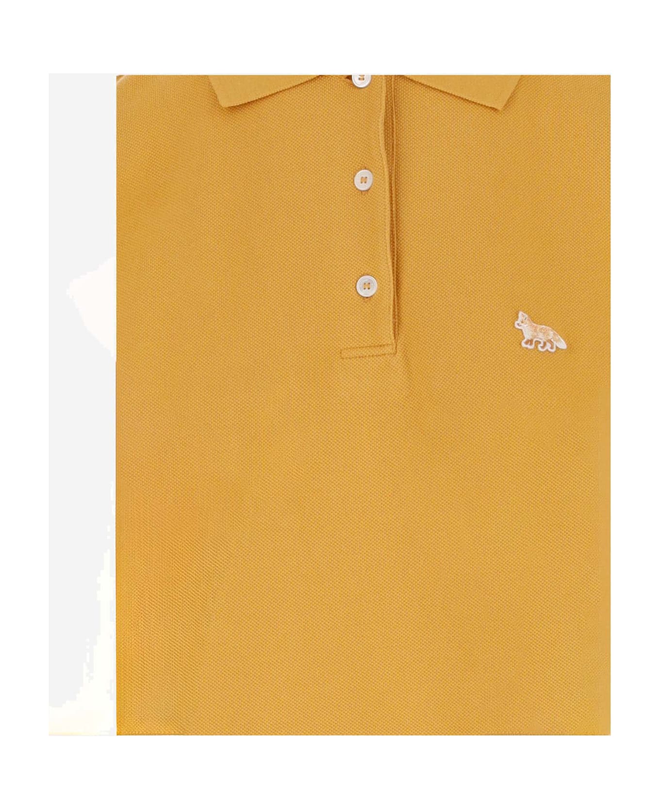 Maison Kitsuné Cotton Polo Shirt With Logo - Yellow