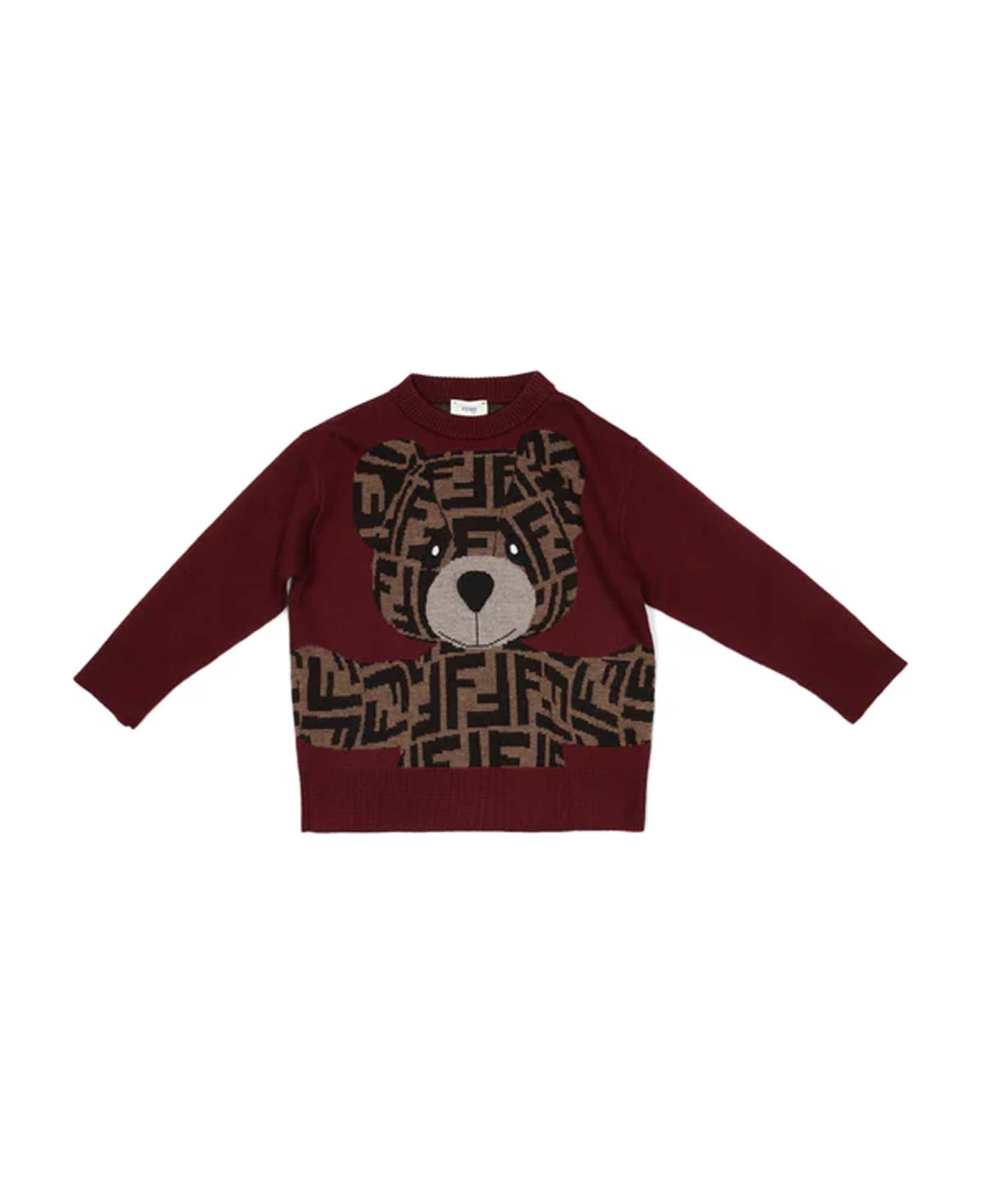Fendi Red Sweater With Logo Bear Application