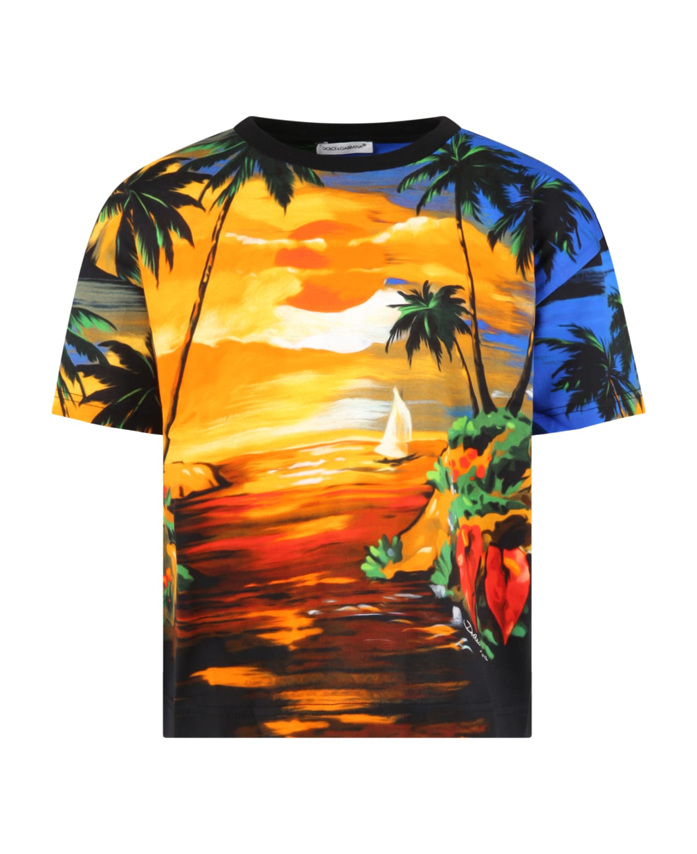 Dolce & Gabbana Multicolor T-shirt For Boy With White Logo - Multicolor