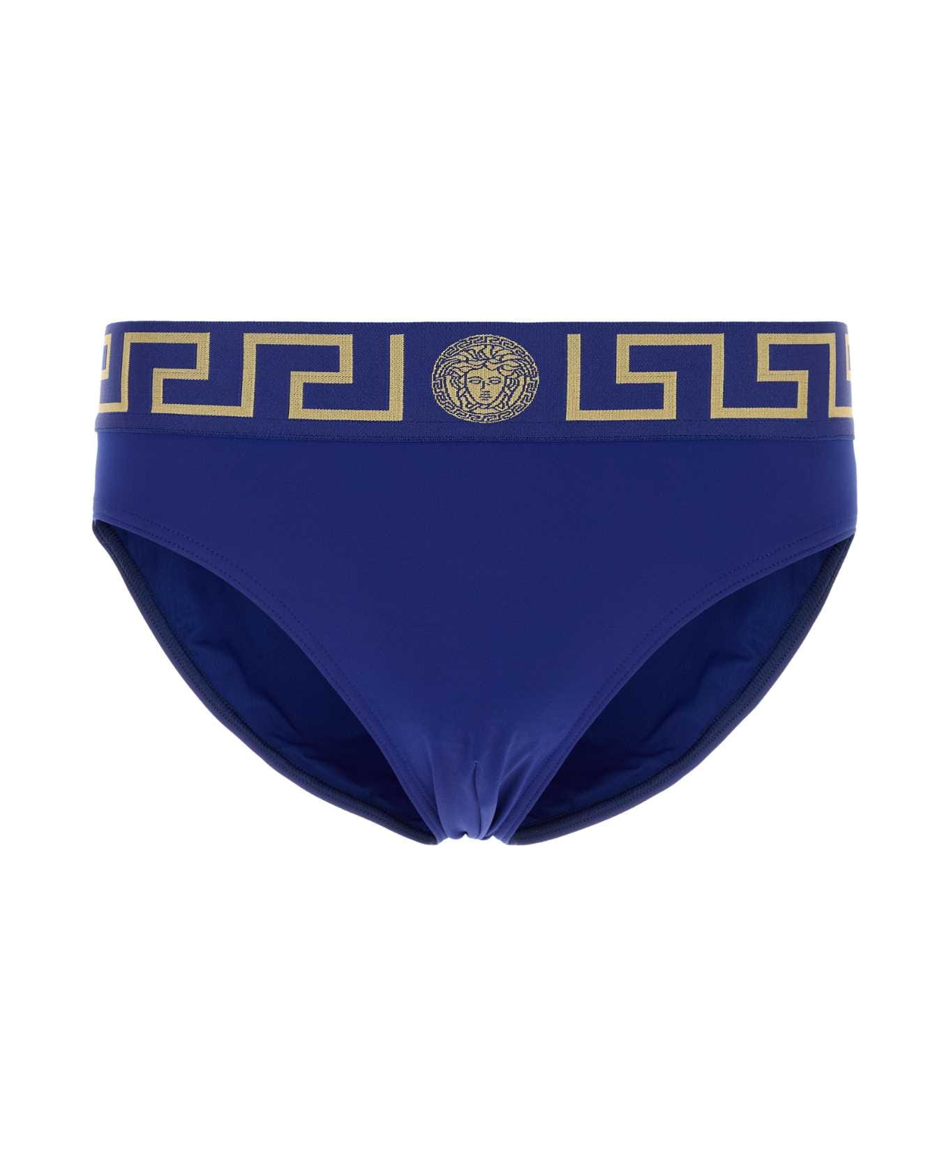 Versace Electric Blue Stretch Nylon Swimming Brief - BLUETTEGOLD