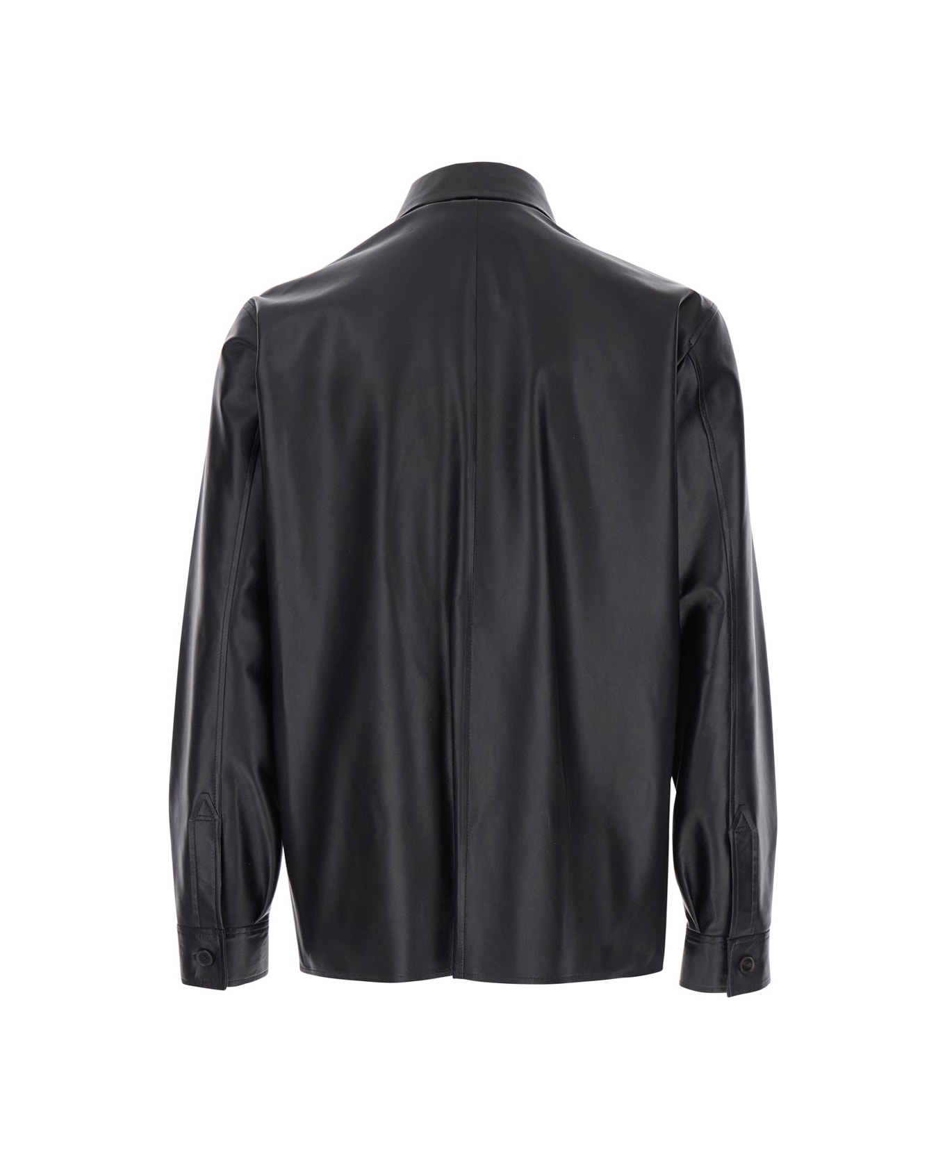 ARMA 
lush
 Black Shirt With Classic Collar And Contrasting Buttons In Leather Man - Black