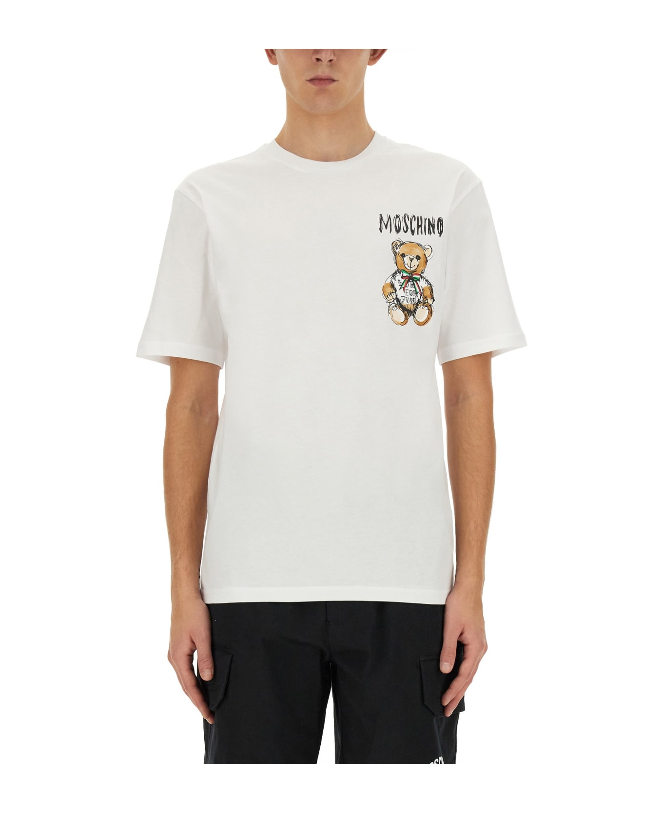 Moschino Multicolor Logo T-shirt - White